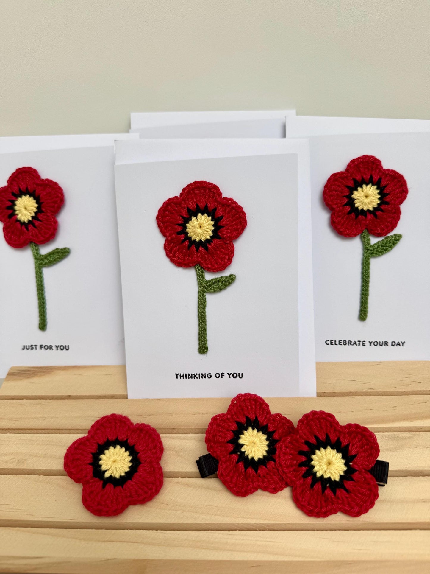Crochet Poppy Flower Hair Clip – Handmade Red Flower Barrette