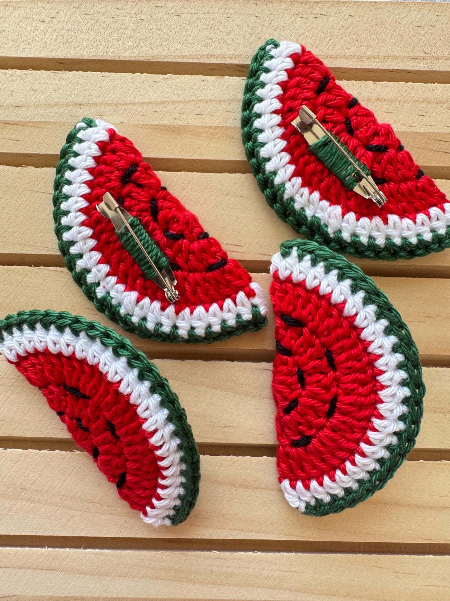 Crochet Watermelon Brooch – 100% Cotton Handmade Pin