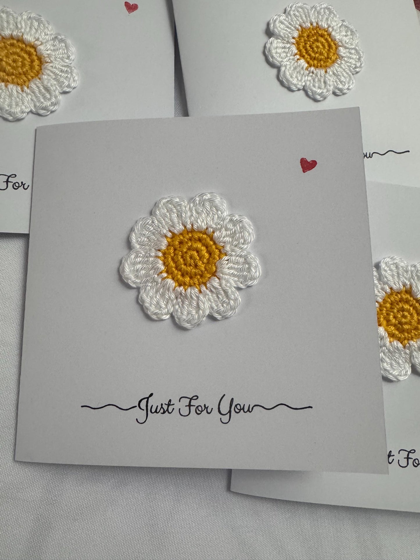 Daisy Greeting Card - Just For You - Blank Inside - Handmade Crochet