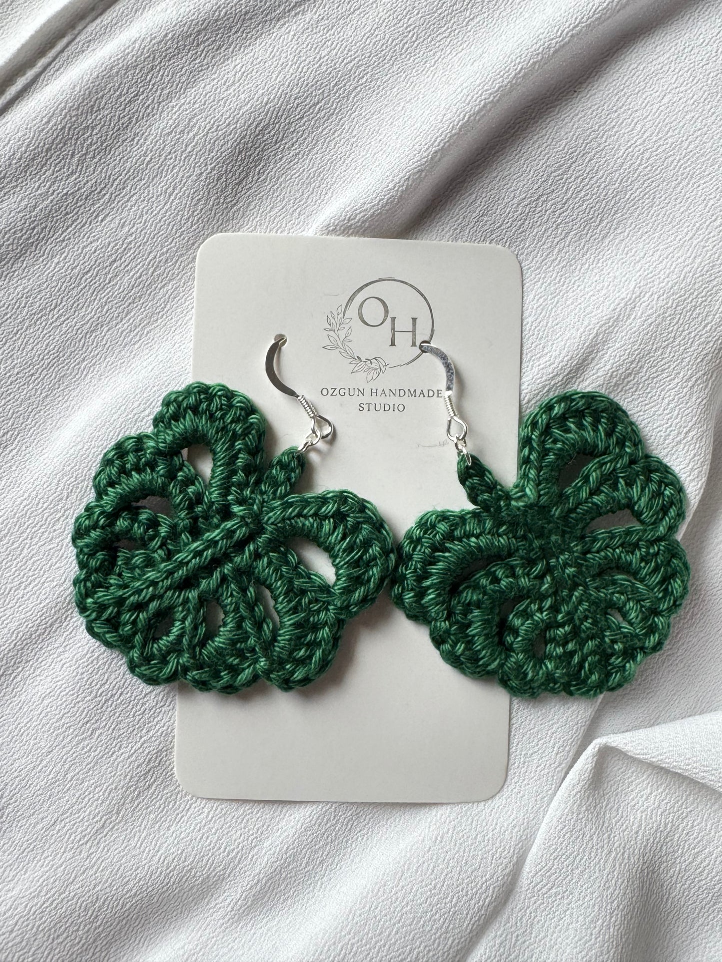 Monstera Leaf Crochet Earrings