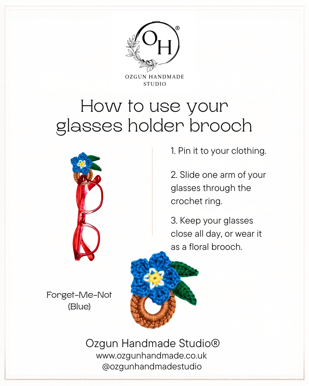 Crochet Cherry Glasses Holder Brooch, Handmade Eyeglass Pin Accessory, Mercerized Cotton Yarn
