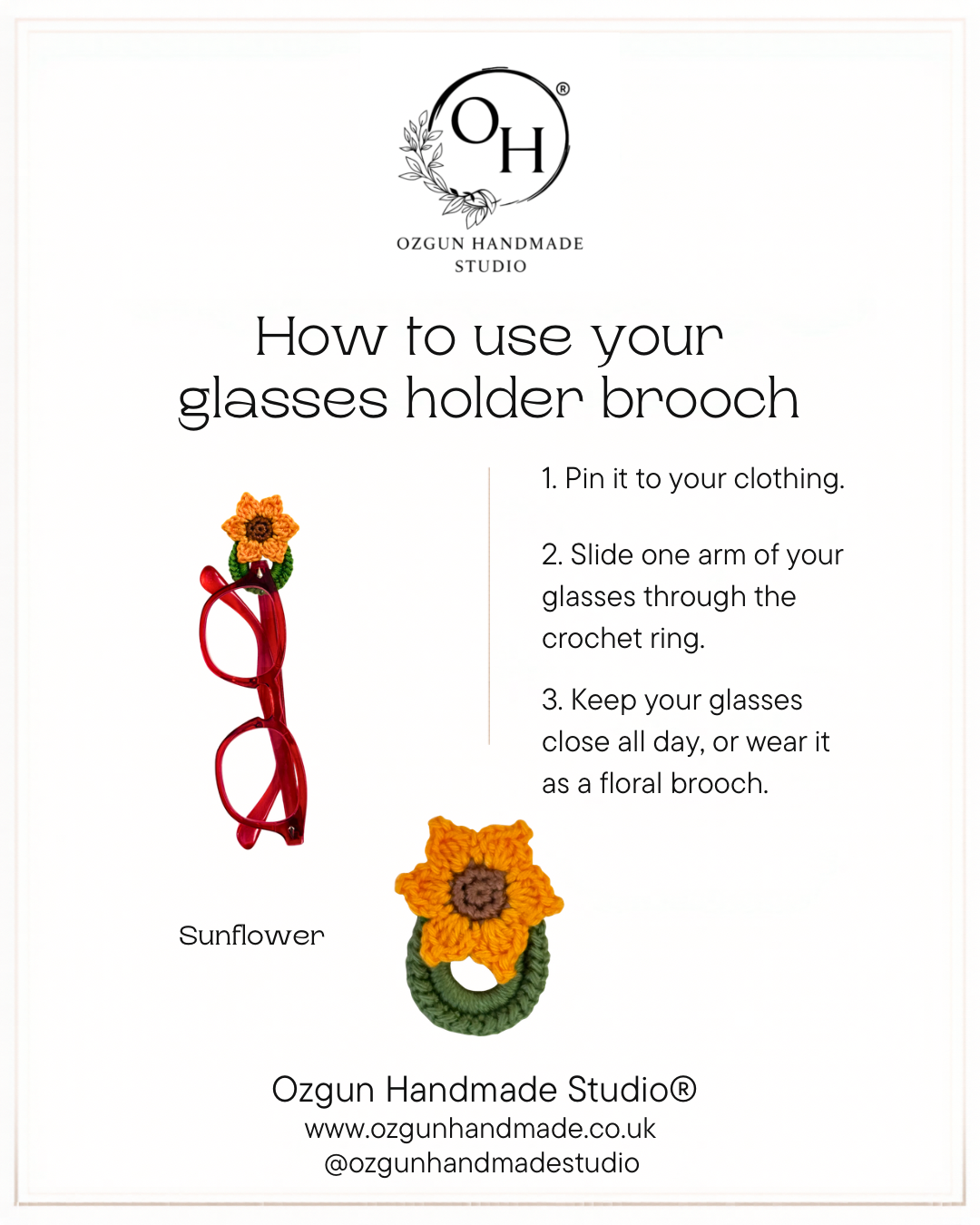 Crochet Cherry Glasses Holder Brooch, Handmade Eyeglass Pin Accessory, Mercerized Cotton Yarn