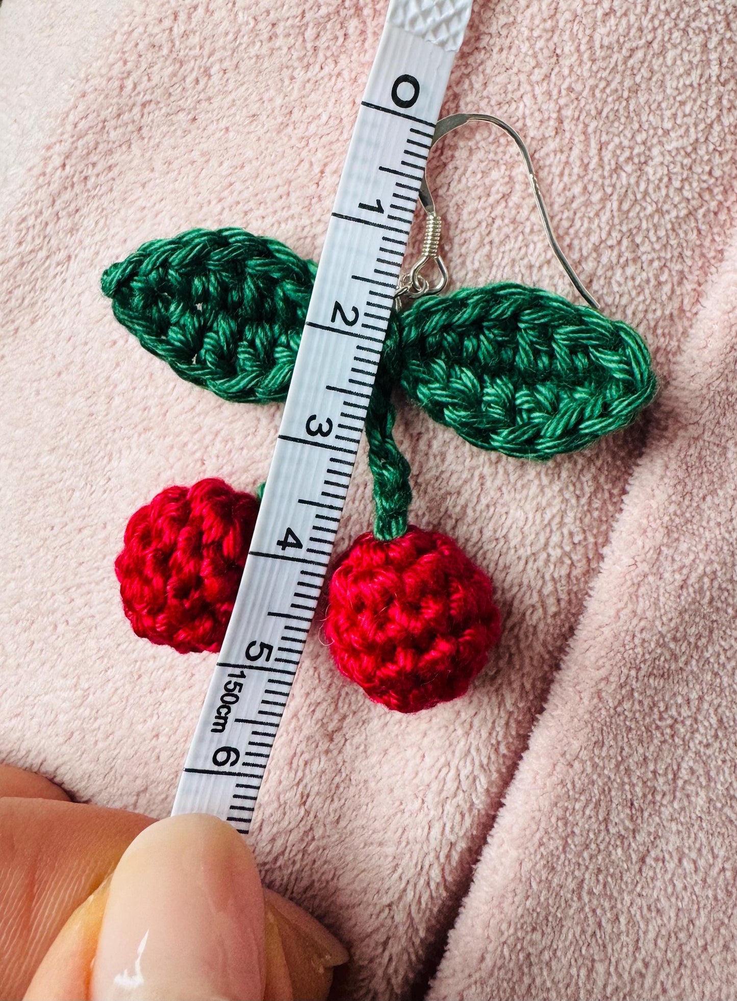 Cherry Crochet Earrings – Sterling Silver Hook