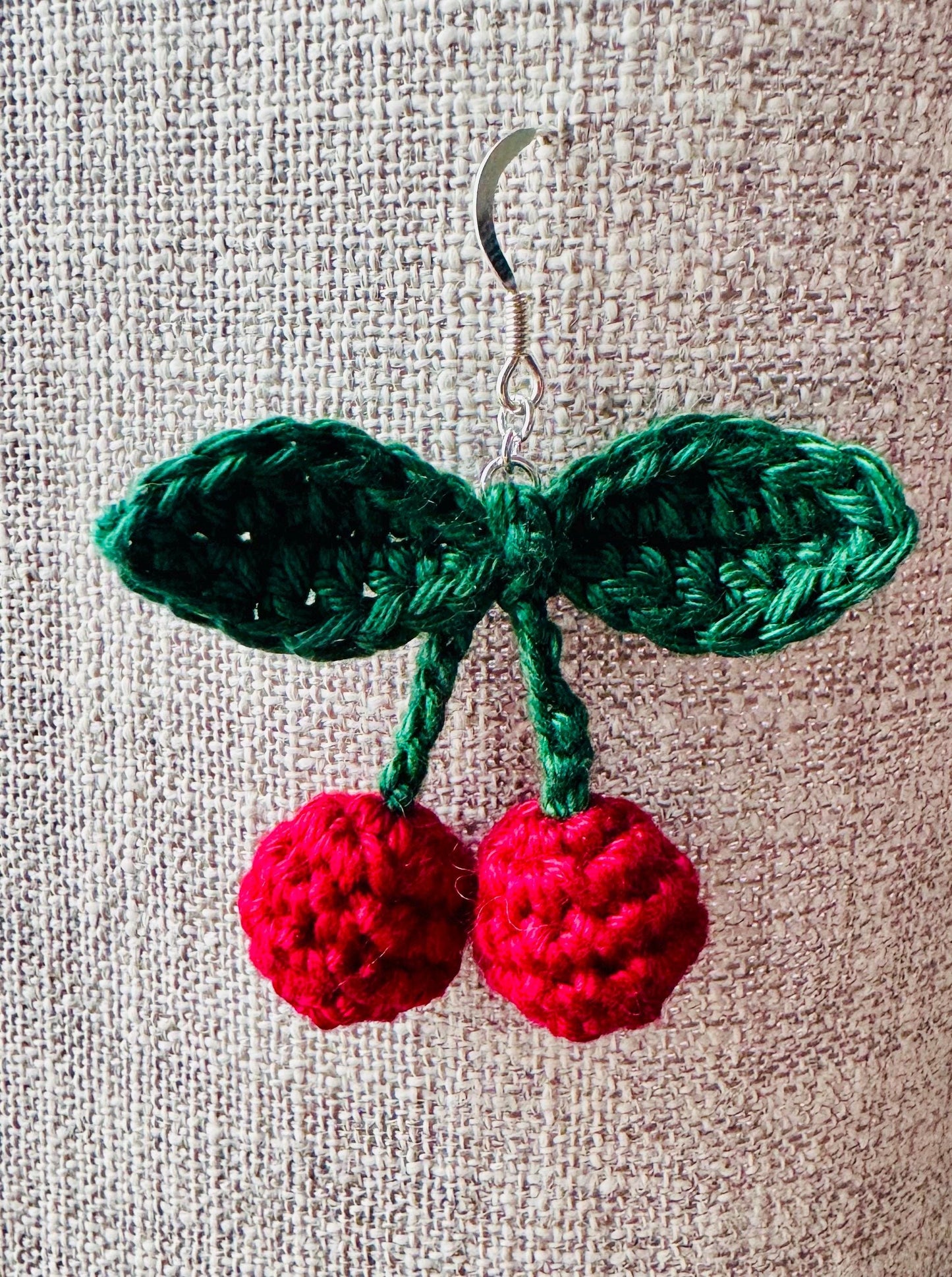 Cherry Crochet Earrings – Sterling Silver Hook