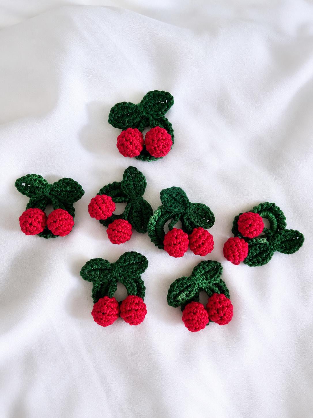 Crochet Cherry Brooch, Glasses Holder, Cherry Gift Set, Handmade Fruit Pin __etsy:8063106446