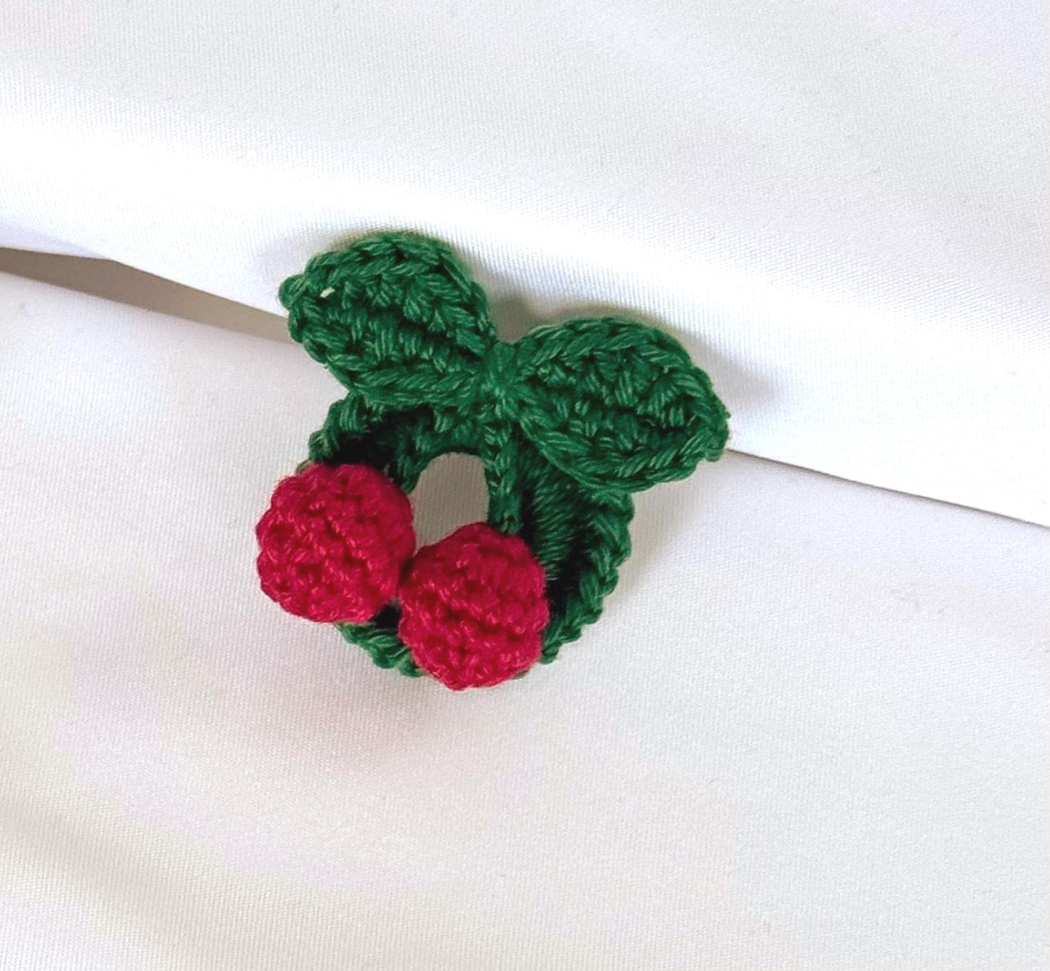 Crochet Cherry Brooch, Glasses Holder, Cherry Gift Set, Handmade Fruit Pin __etsy:7897808996