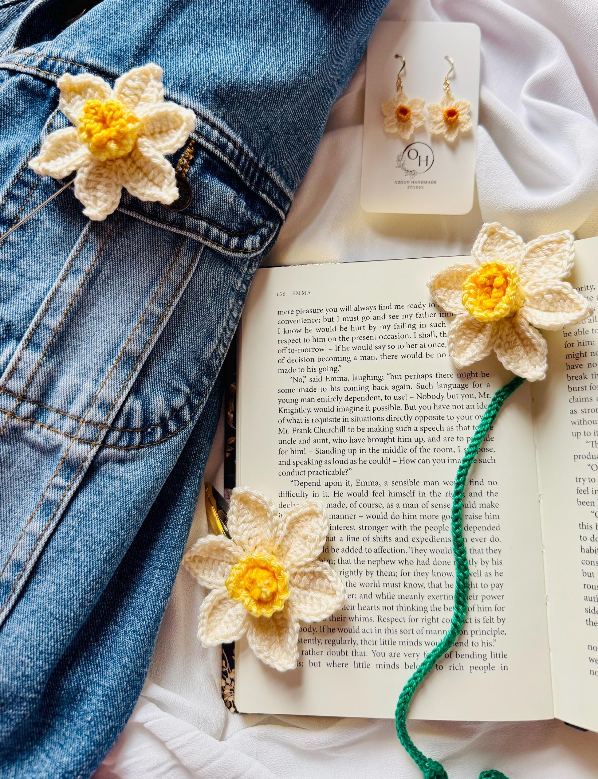 Crochet Daffodil Hair Clip – Handmade Flower Hair Accessory
