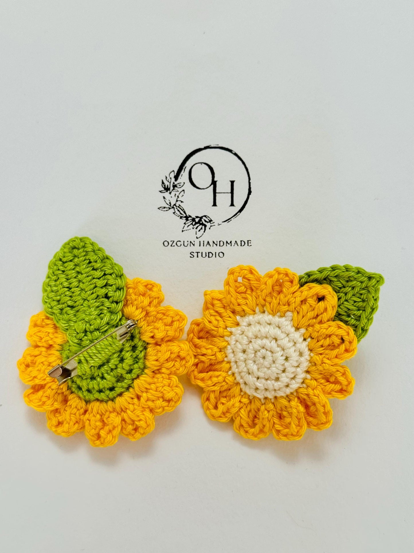 Crochet Daisy Brooch: Handmade Cotton Flower Pin - UK Made