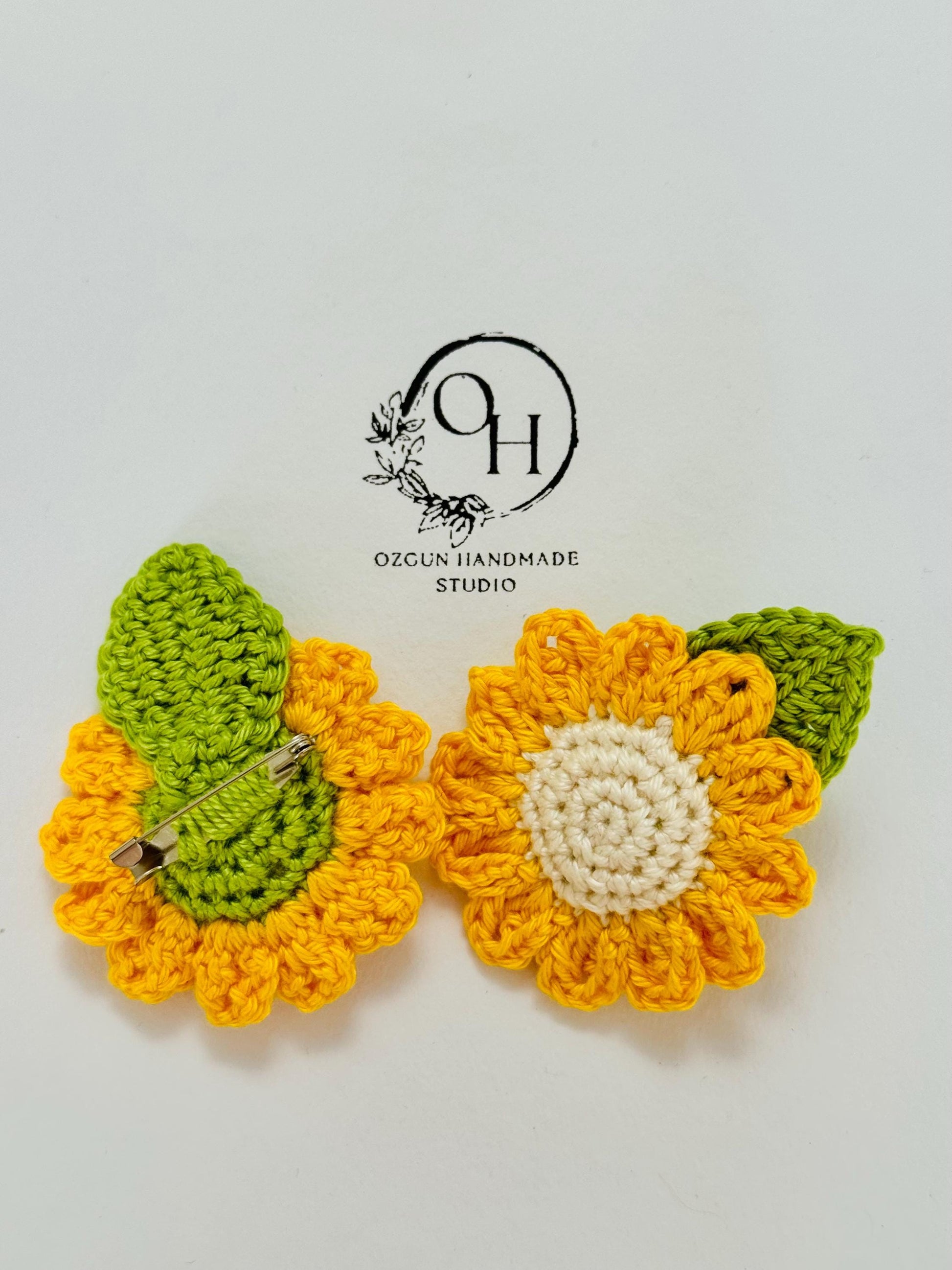 Crochet Daisy Brooch: Handmade Cotton Flower Pin - UK Made