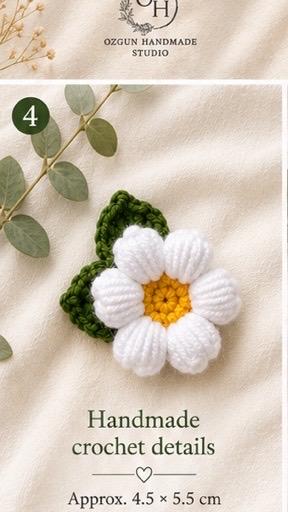 Crochet Daisy Brooch, Handmade Floral Lapel Pin, Wedding Accessory, Bridesmaid Gift __etsy:8179304701