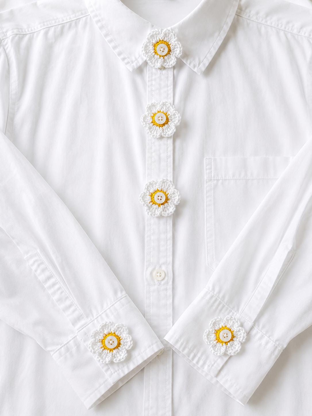 Crochet Daisy Button Covers, Removable Floral Shirt Buttons, Handmade Clothing Accessory __etsy:8093778070
