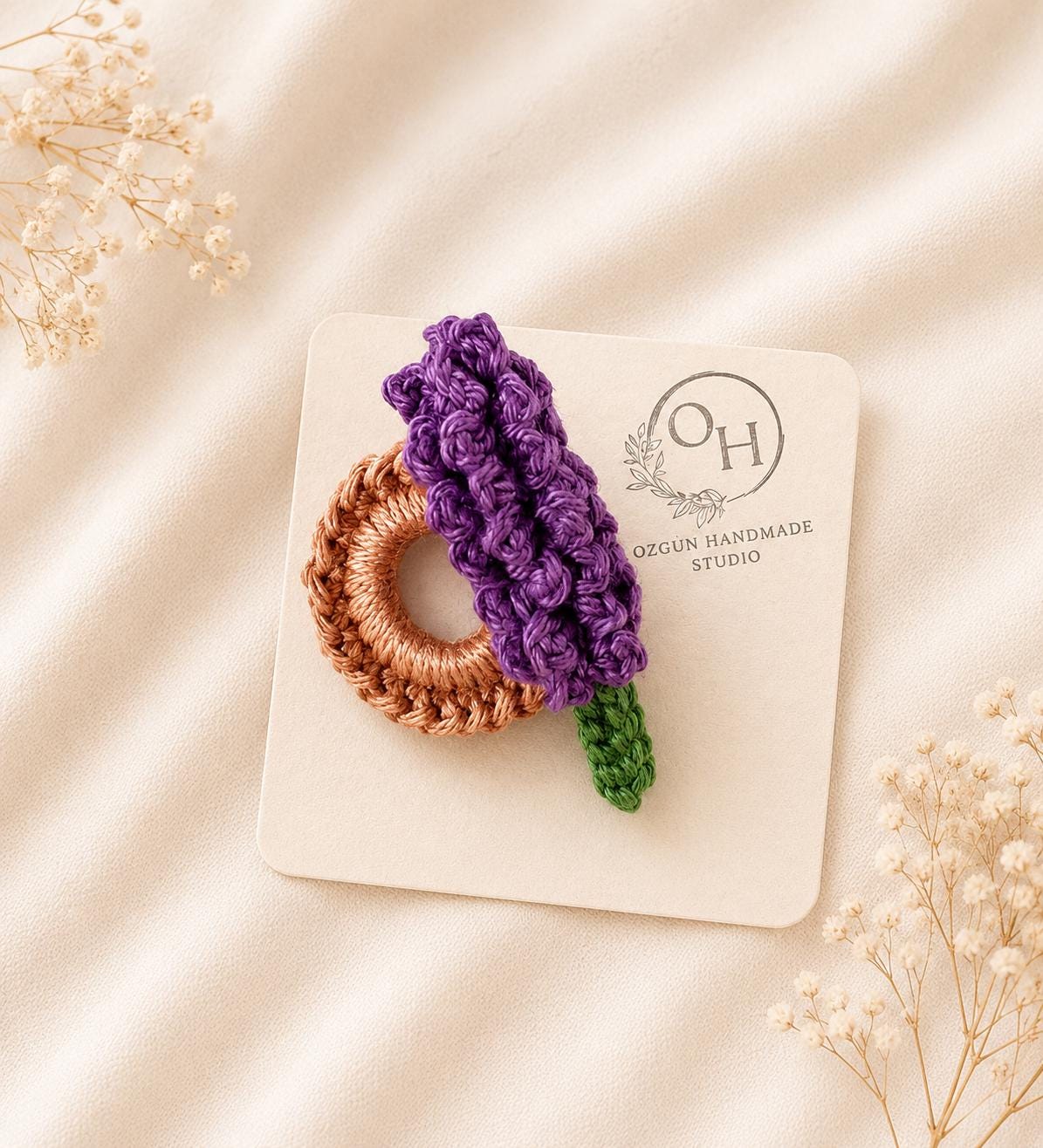 Crochet Lavender Brooch, Glasses Holder, Handmade Floral Pin __etsy:8072093870