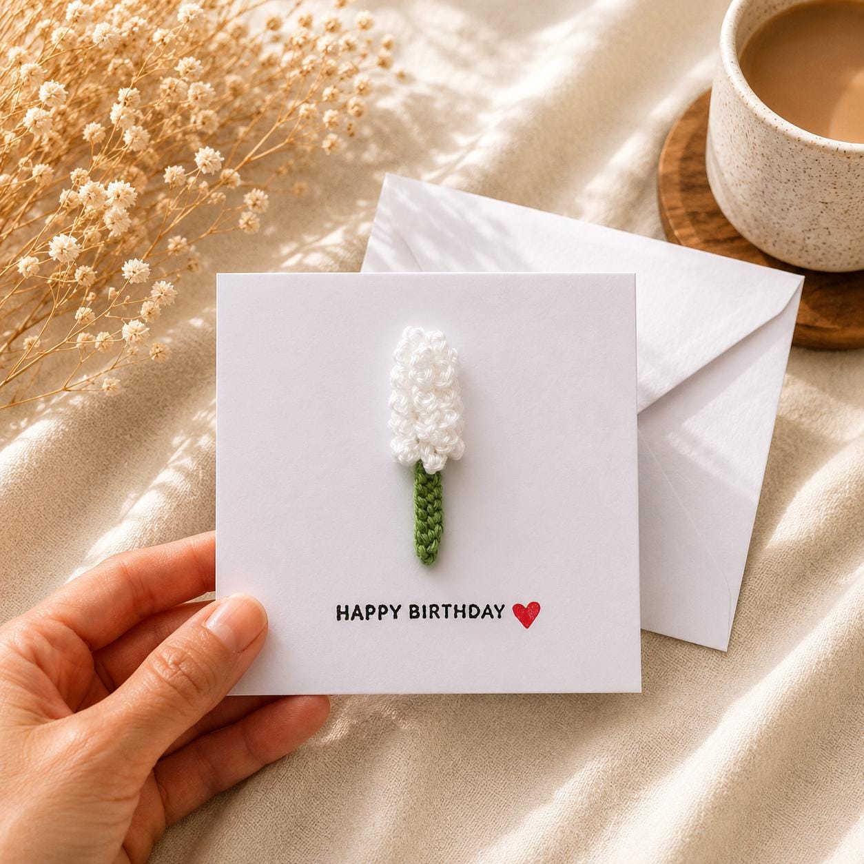 Crochet Lavender Flower Card, Botanical Gift, Removable Keepsake Magnet __etsy:8152739243