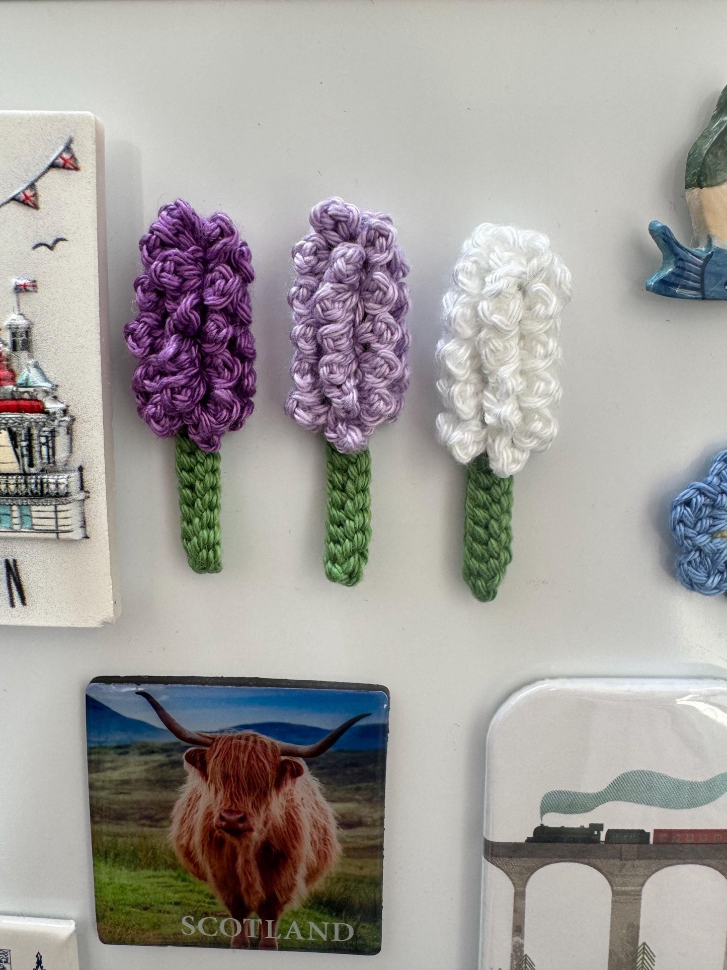 Crochet Lavender Flower Card, Botanical Gift, Removable Keepsake Magnet __etsy:8001484997
