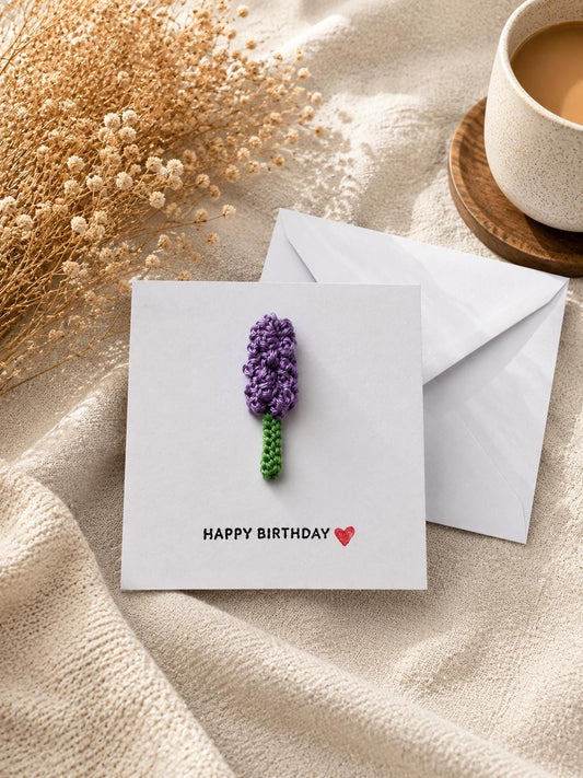 Crochet Lavender Flower Card, Botanical Gift, Removable Keepsake Magnet __etsy:8152762061