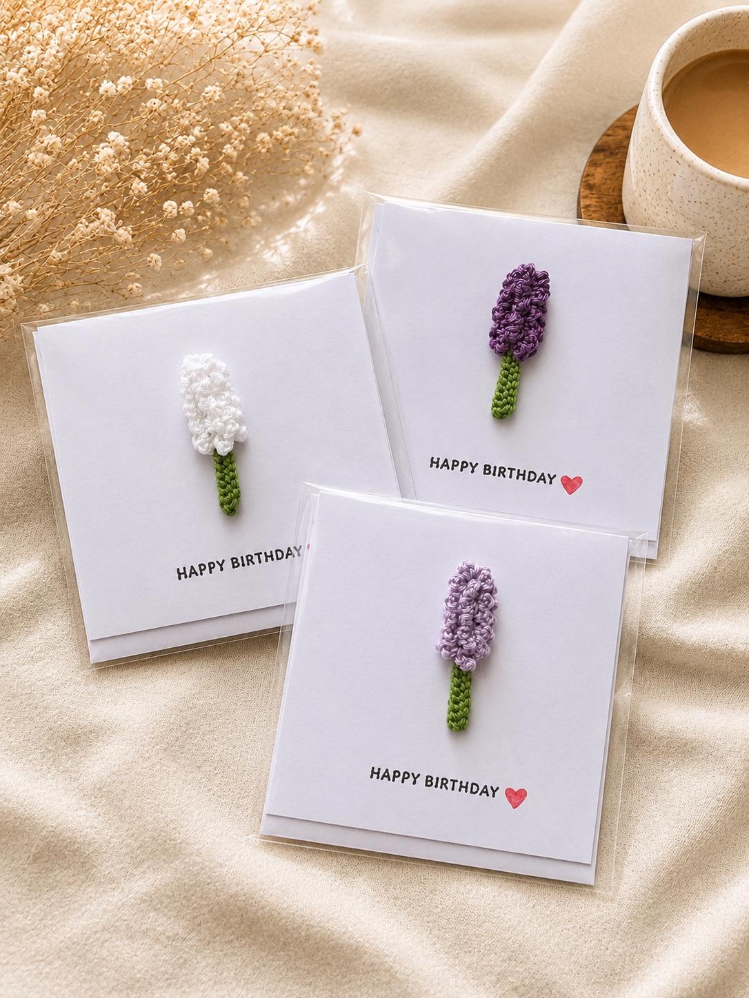 Crochet Lavender Flower Card, Botanical Gift, Removable Keepsake Magnet __etsy:8152737499
