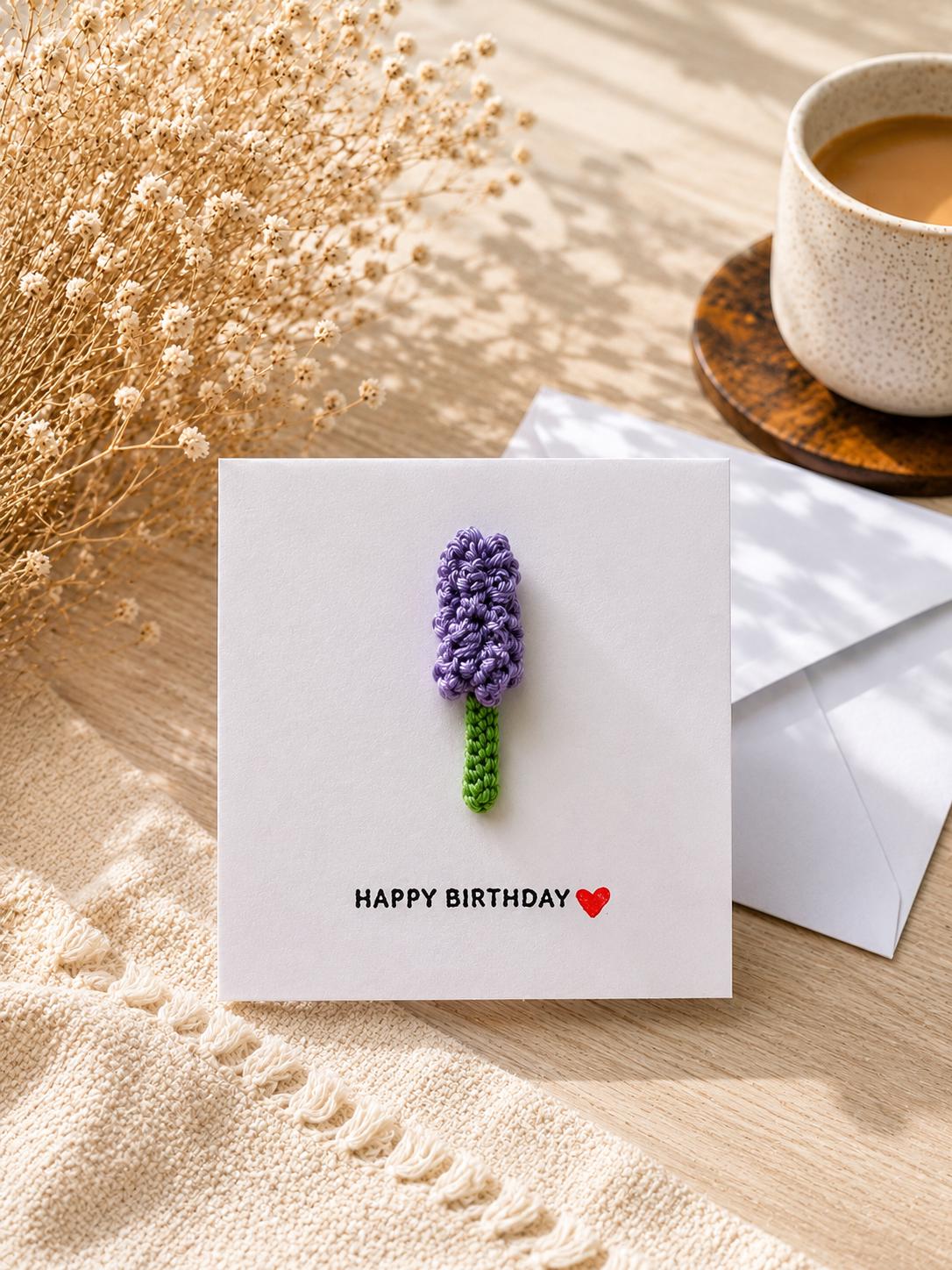 Crochet Lavender Flower Card, Botanical Gift, Removable Keepsake Magnet __etsy:8104847948