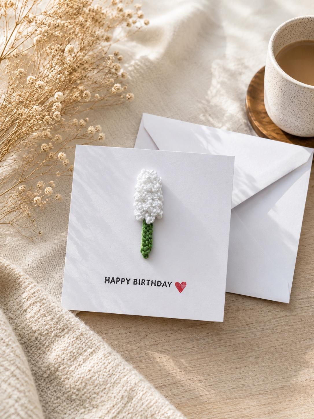 Crochet Lavender Flower Card, Botanical Gift, Removable Keepsake Magnet __etsy:8104847930