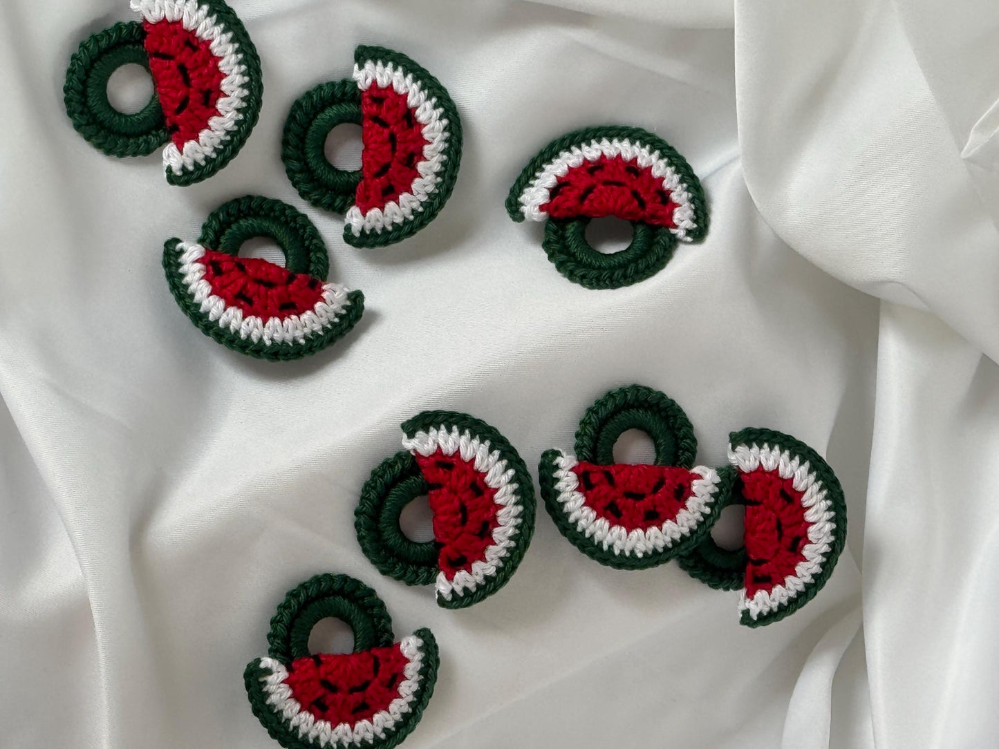 Crochet Mini Watermelon Brooch, Handmade Fruit Pin, Summer Cotton Yarn Accessory __etsy:7948728921