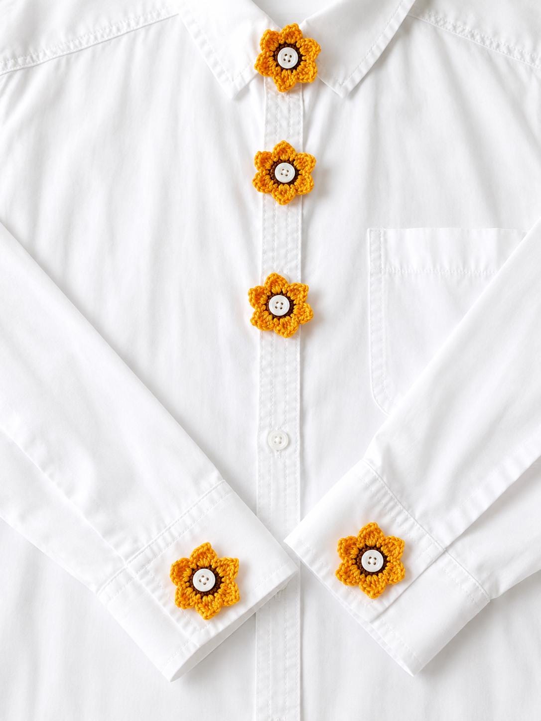 Crochet Poppy Flower Button Covers, No-Sew Removable Floral Shirt Accessory __etsy:8093777742