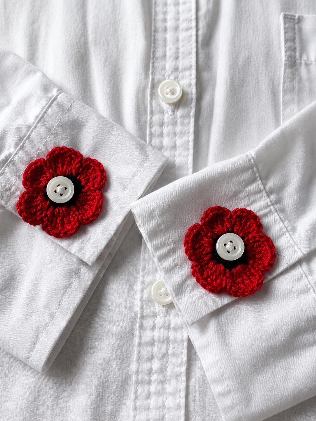 Crochet Poppy Flower Button Covers, No-Sew Removable Floral Shirt Accessory __etsy:8093759940