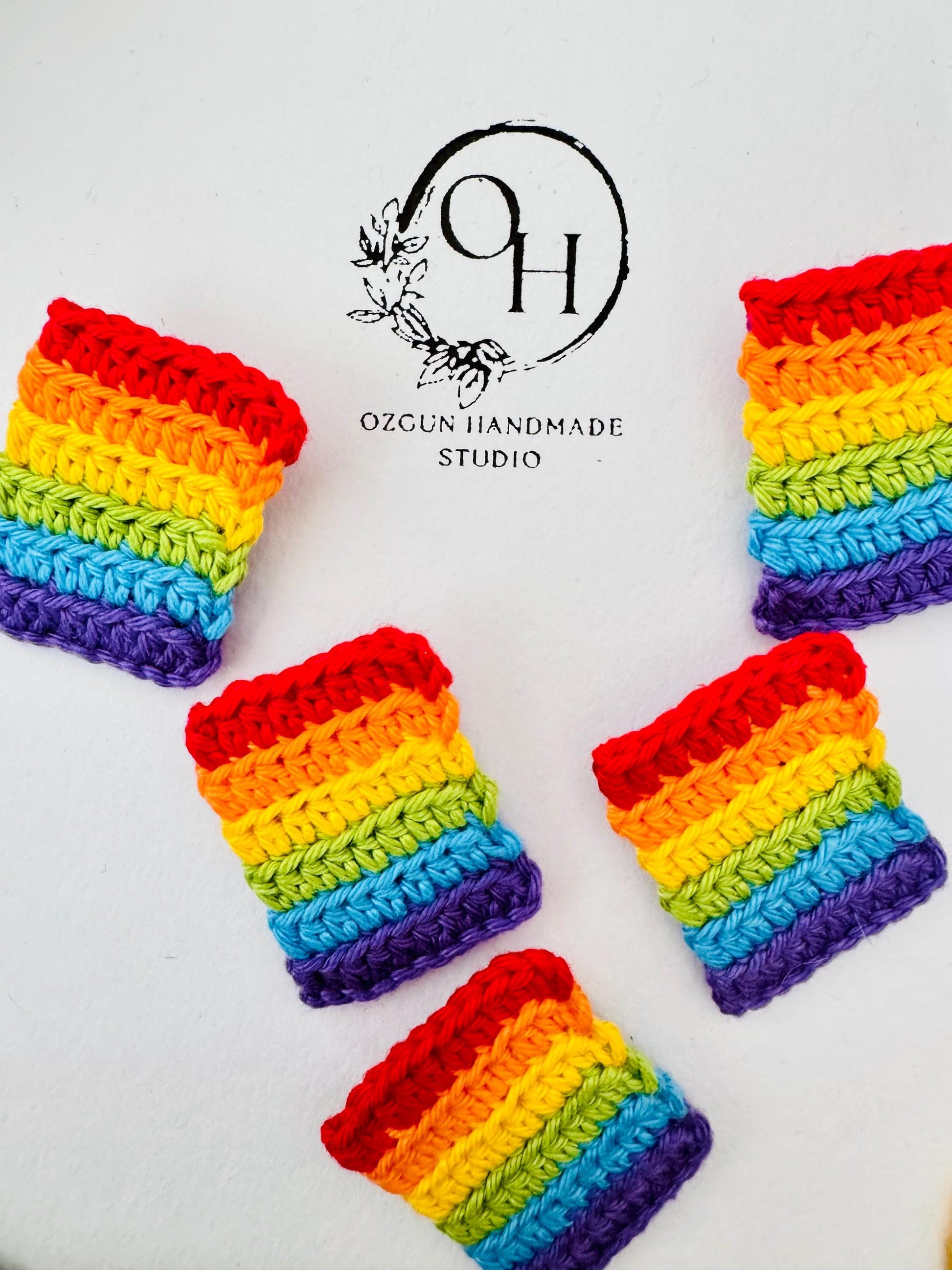 Crochet Rainbow Pin Badge – Handmade Pride Accessory (3x4 cm)