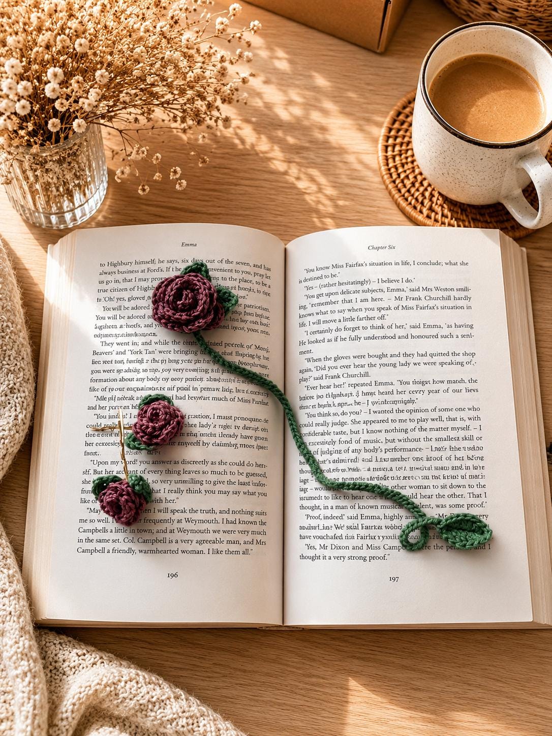Crochet Rose Bookmark, Floral Book Lover Gift, Handmade Flower Bookmark (Set Option) __etsy:8081174512