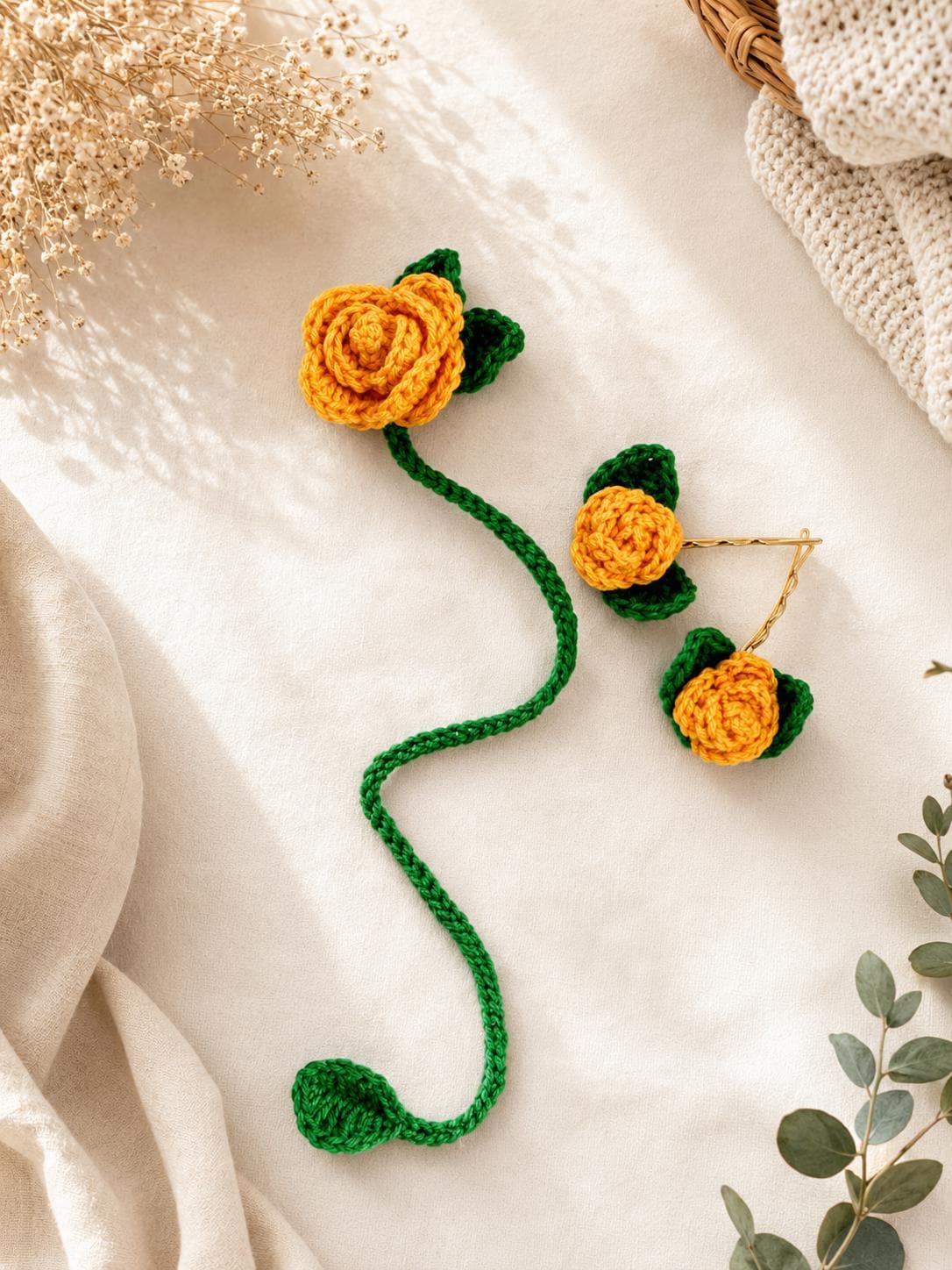 Crochet Rose Bookmark, Floral Book Lover Gift, Handmade Flower Bookmark (Set Option) __etsy:8129134965