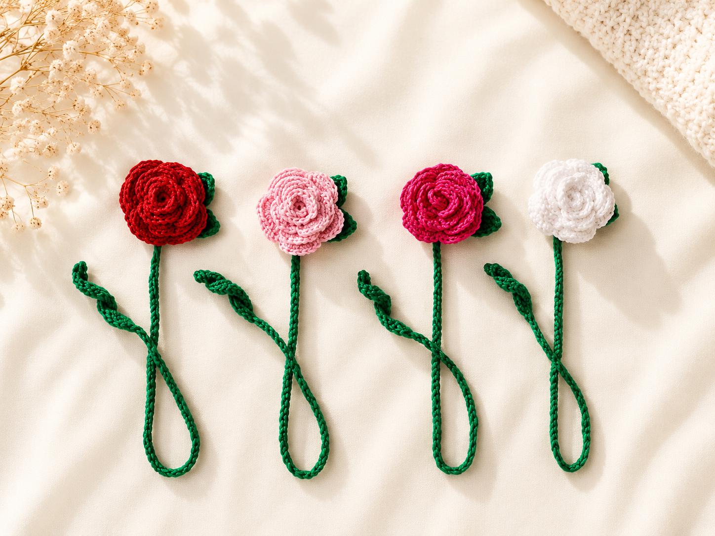 Crochet Rose Bookmark, Flower Bookmark Gift, Handmade Floral Page Marker __etsy:8129199581