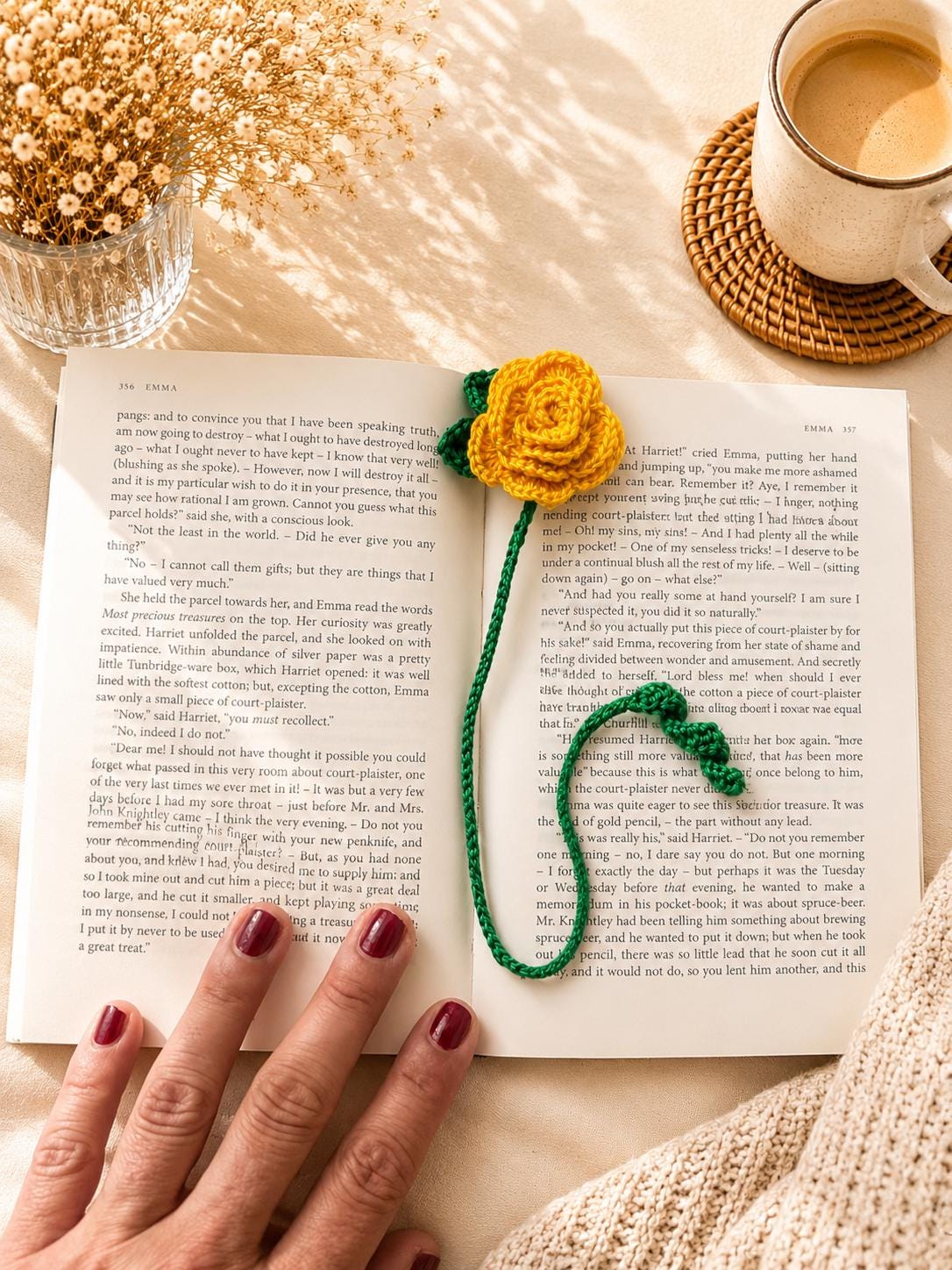 Crochet Rose Bookmark, Flower Bookmark Gift, Handmade Floral Page Marker __etsy:8129286523