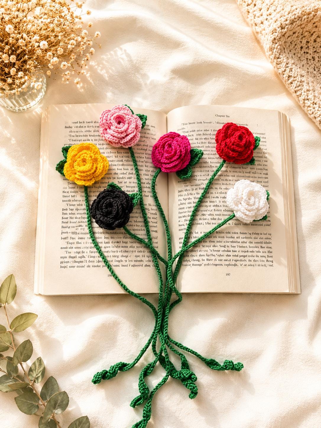 Crochet Rose Bookmark, Flower Bookmark Gift, Handmade Floral Page Marker __etsy:8081230648