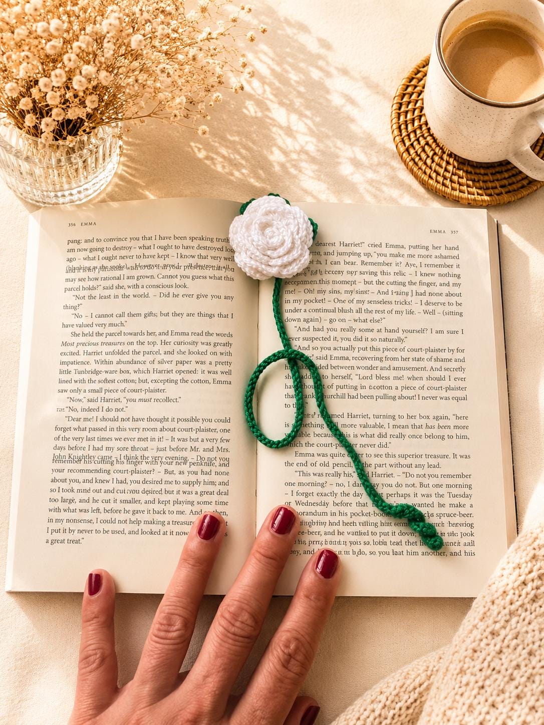 Crochet Rose Bookmark, Flower Bookmark Gift, Handmade Floral Page Marker __etsy:8081376864