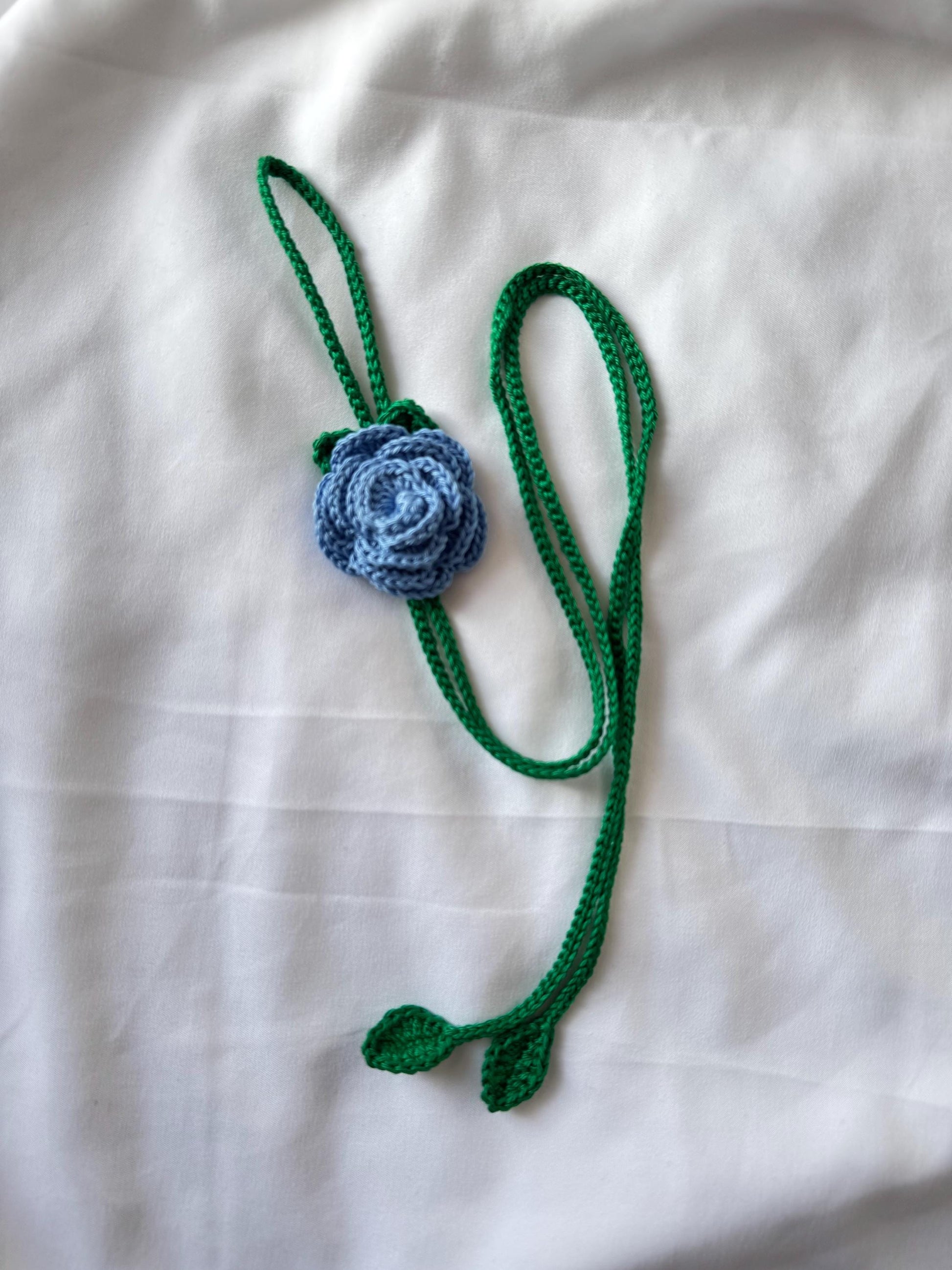 Crochet Rose Choker Tie, Floral Neck Accessory, Boho Cotton Yarn Styling __etsy:7919905870
