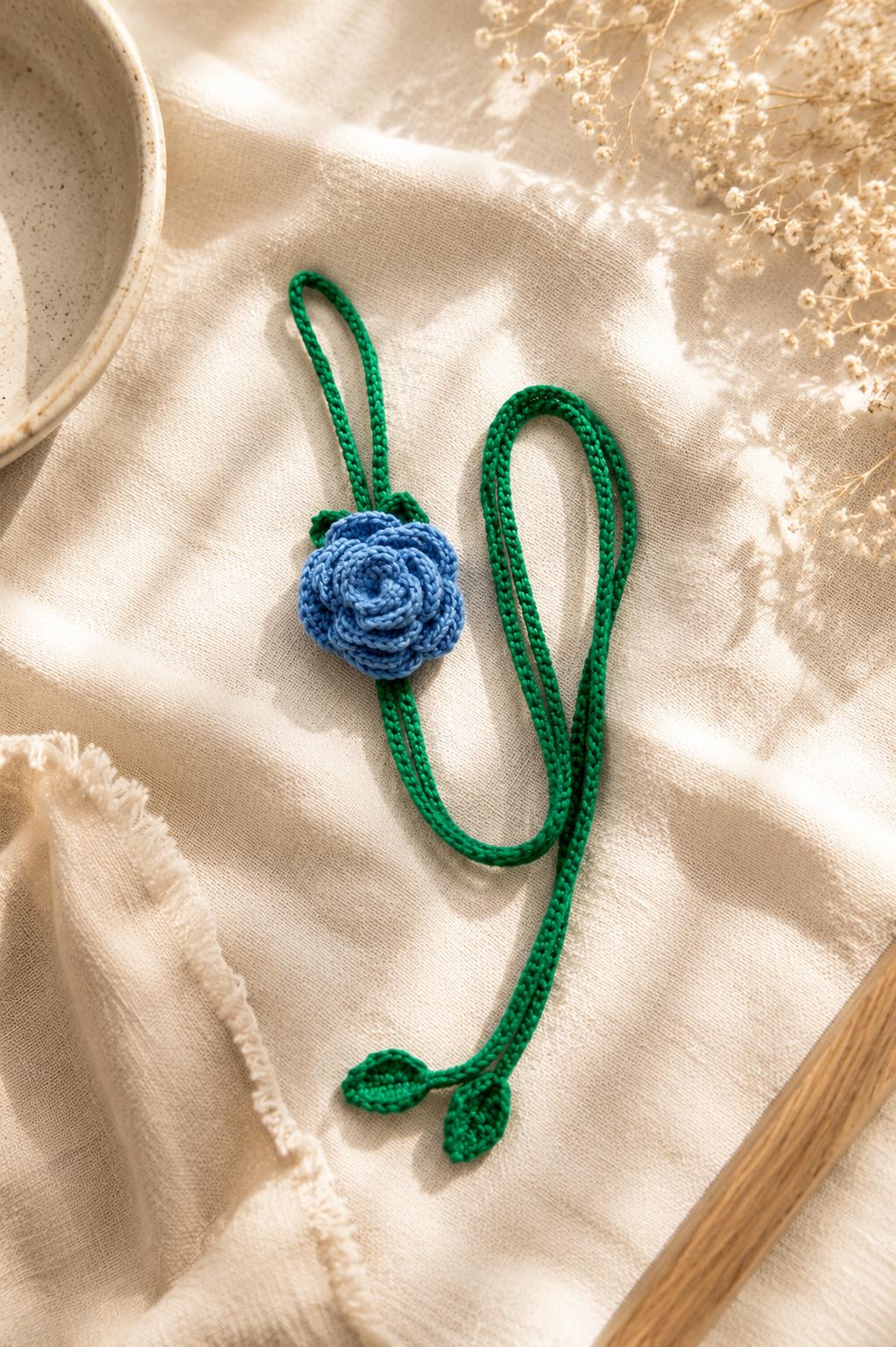 Crochet Rose Choker Tie, Floral Neck Accessory, Boho Cotton Yarn Styling __etsy:8145316107