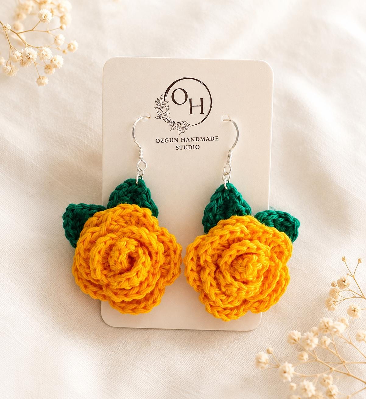 Crochet Rose Earrings, Sterling Silver Hooks, Handmade Floral Jewellery, Brooch Set Option __etsy:8071082280
