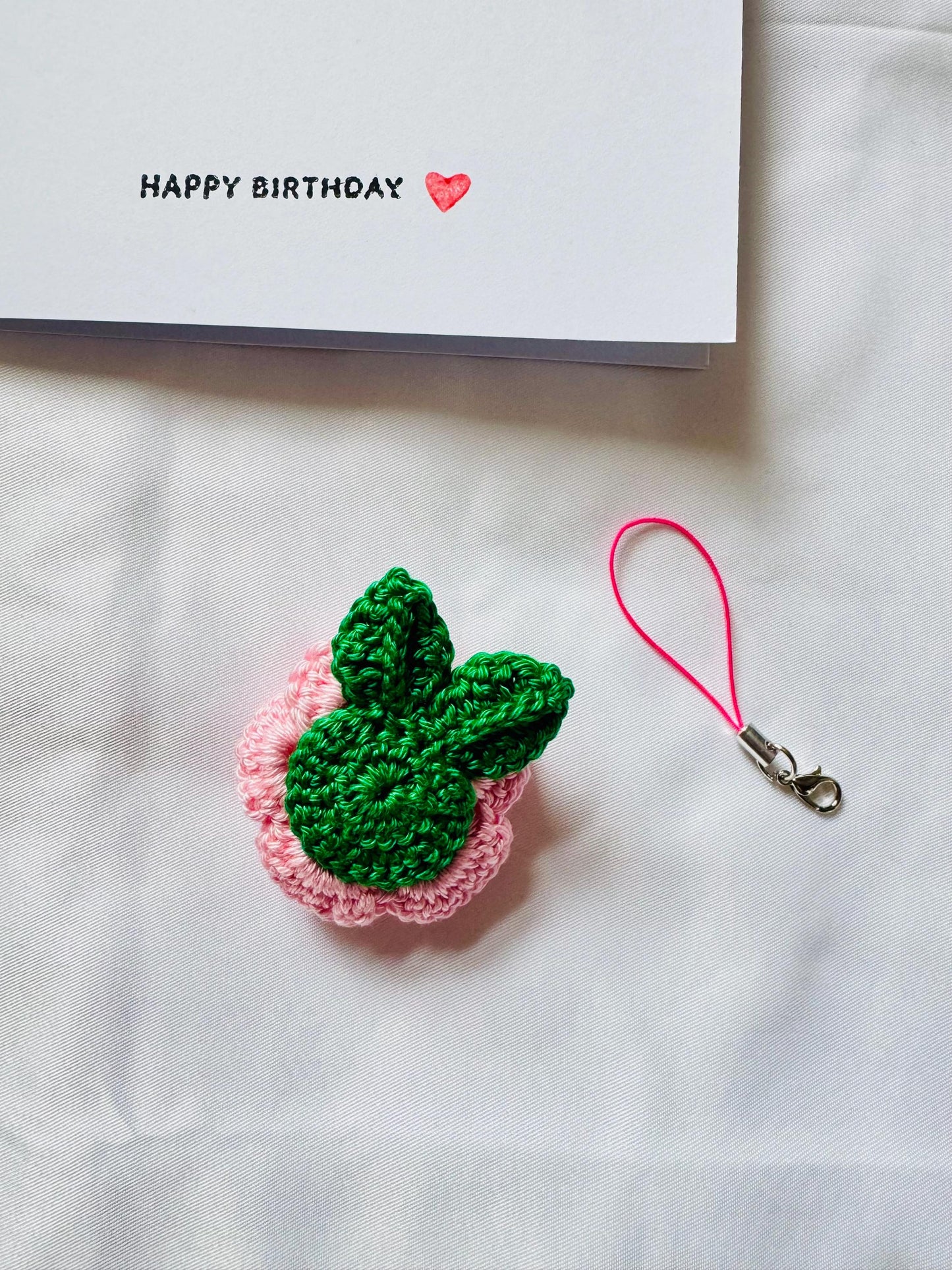 Crochet Rose Greeting Card with Removable Charm, Flower Card Gift, Choose Your Message __etsy:7962506617