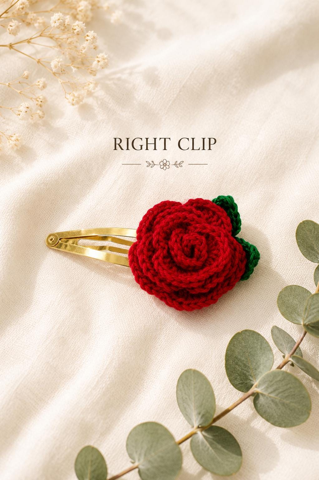 Crochet Rose Hair Clip, Floral Barrette, Handmade Flower Hair Accessory, Single or Pair __etsy:8145470347