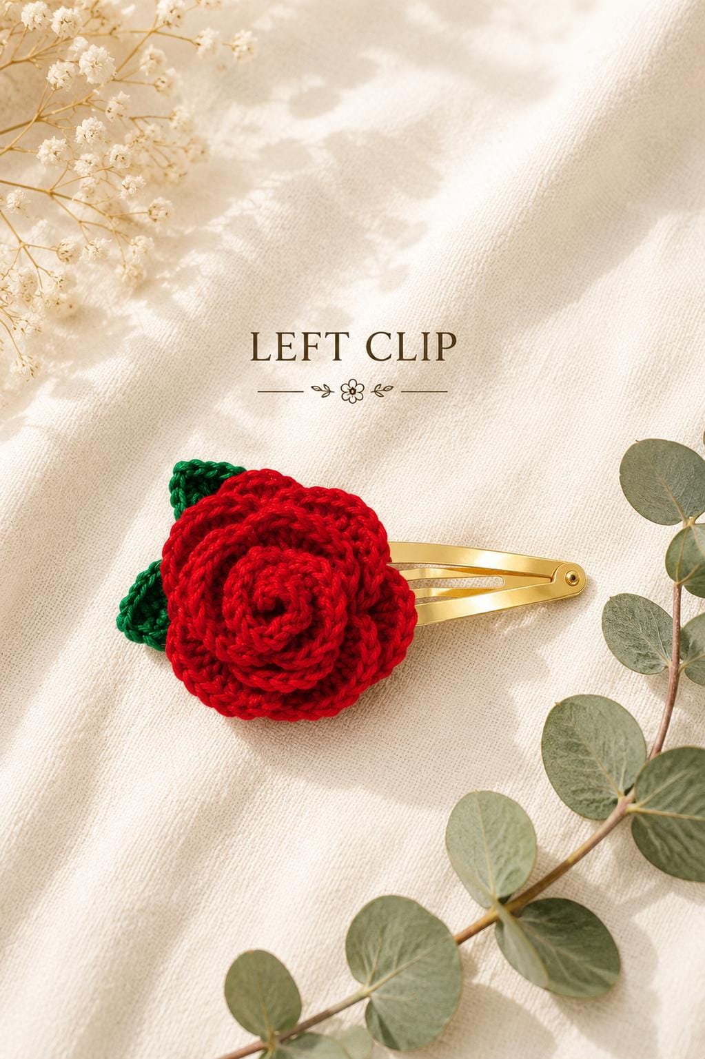 Crochet Rose Hair Clip, Floral Barrette, Handmade Flower Hair Accessory, Single or Pair __etsy:8145472889