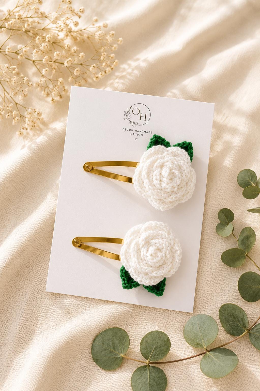 Crochet Rose Hair Clip, Floral Barrette, Handmade Flower Hair Accessory, Single or Pair __etsy:8097576254