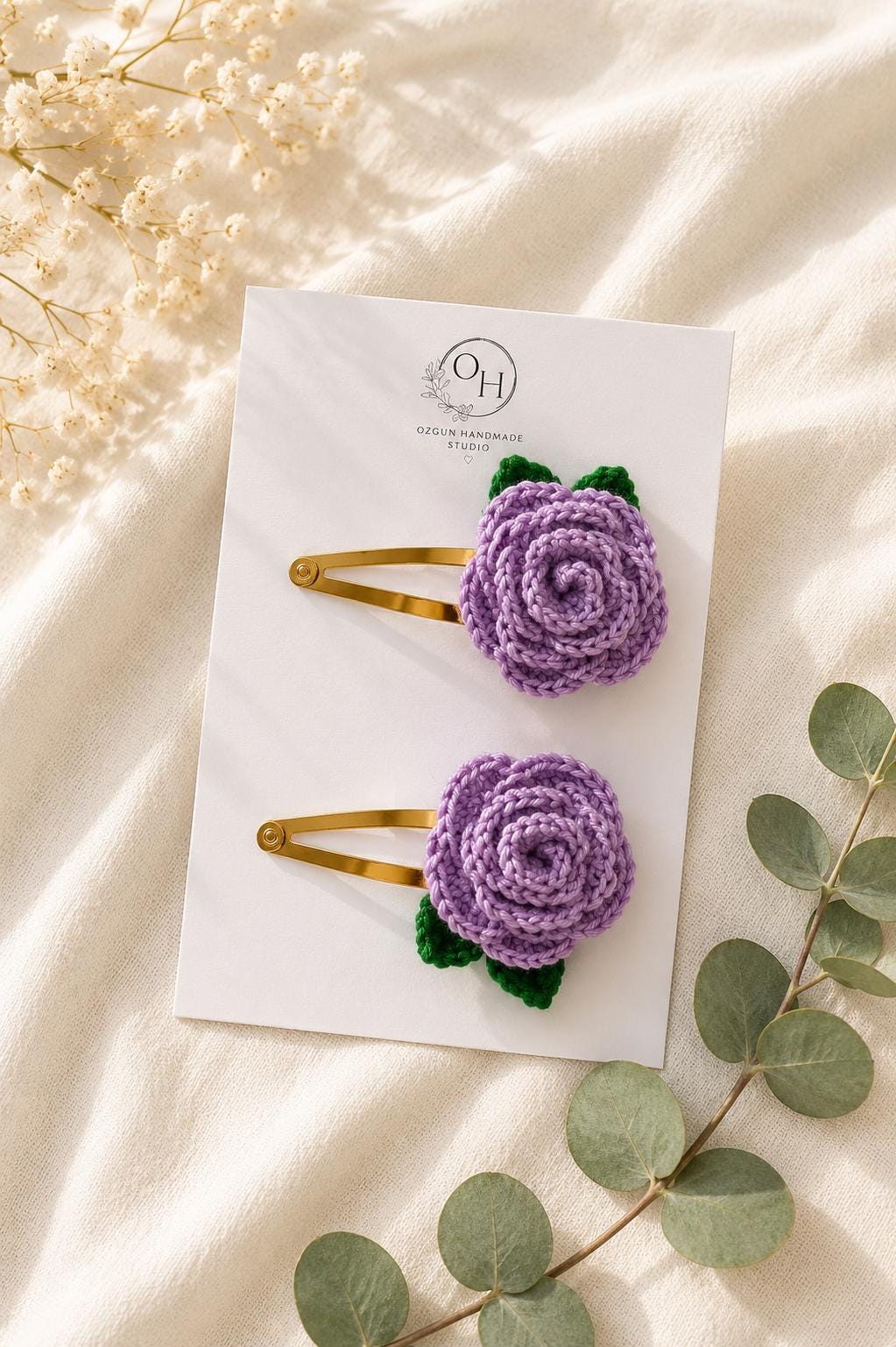Crochet Rose Hair Clip, Floral Barrette, Handmade Flower Hair Accessory, Single or Pair __etsy:8145484259