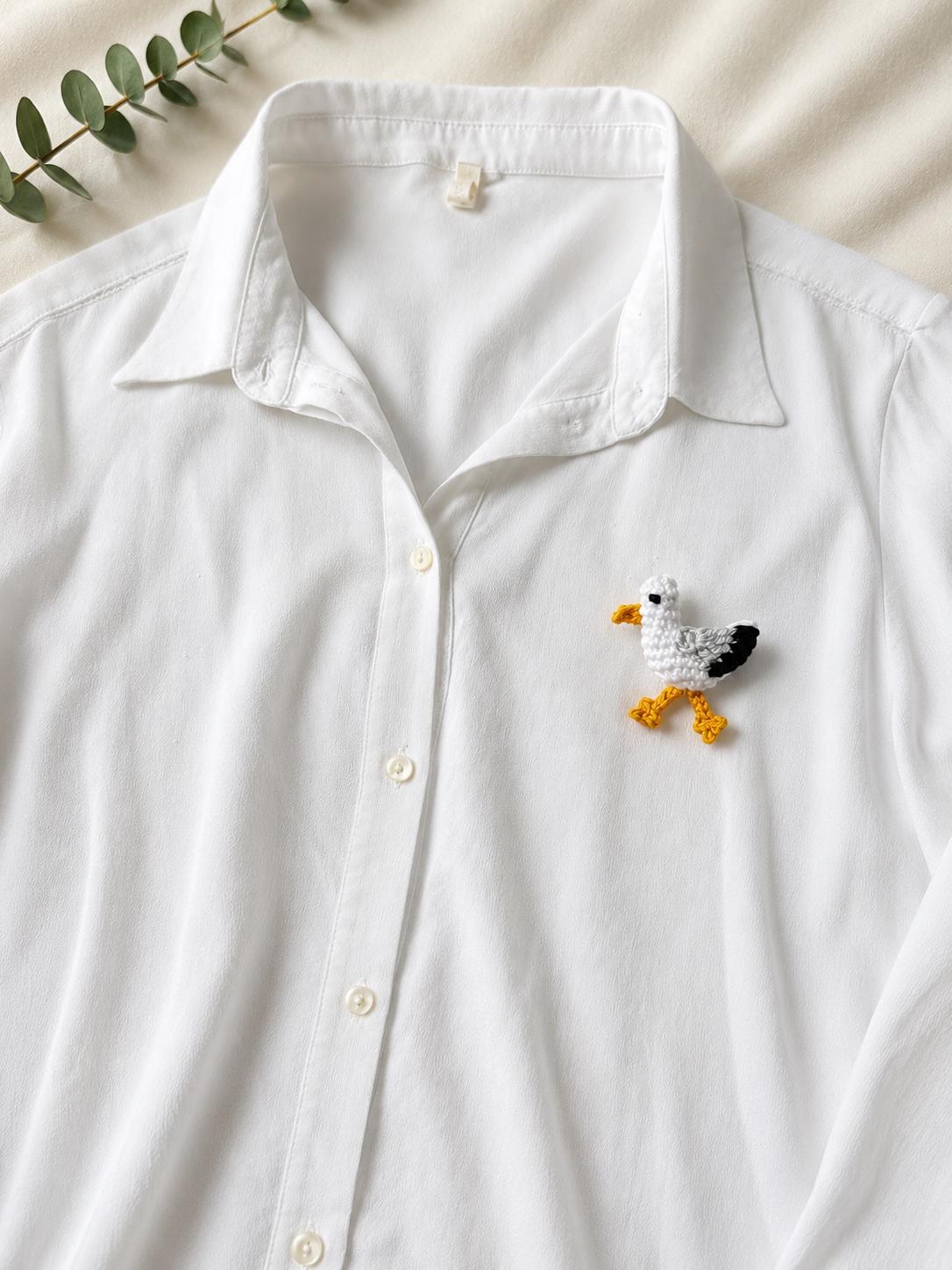 Crochet Seagull Brooch, 3D Stuffed Seaside Bird Pin, Coastal Accessory __etsy:8085653642