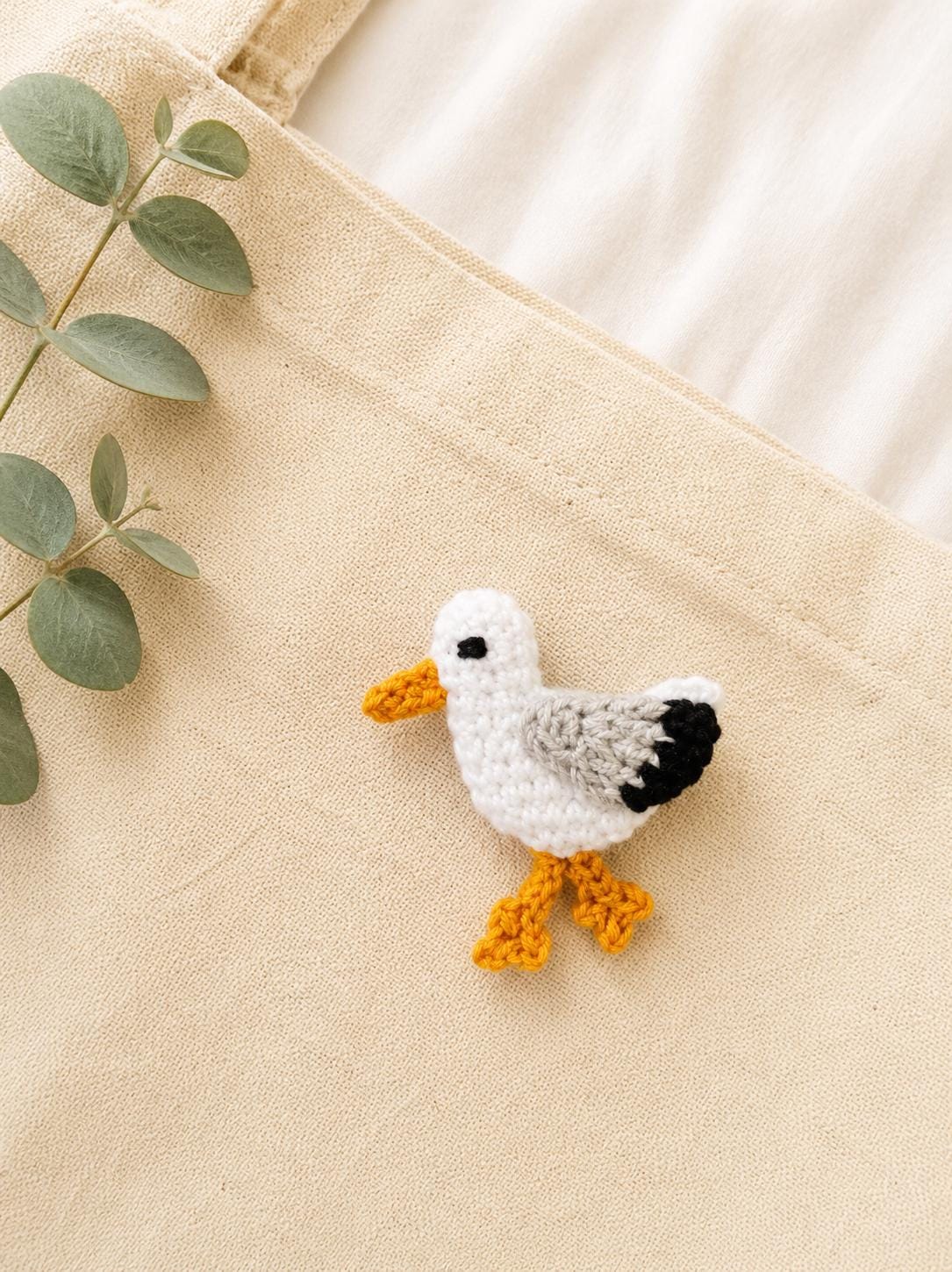Crochet Seagull Brooch, 3D Stuffed Seaside Bird Pin, Coastal Accessory __etsy:8085707988