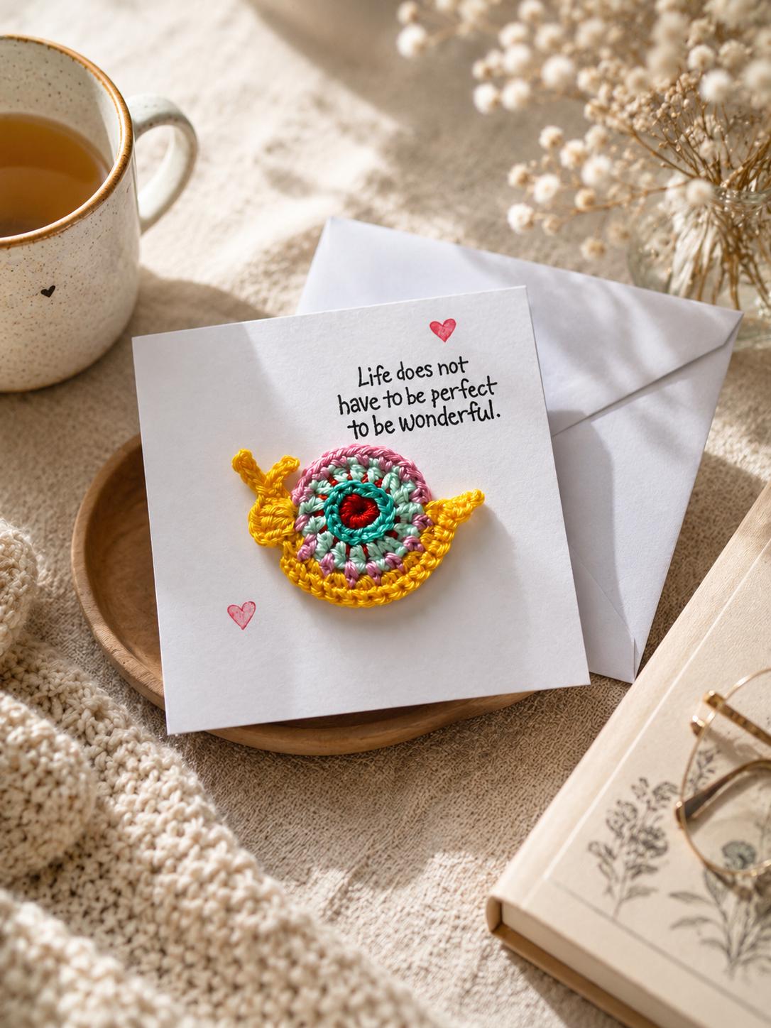 Crochet Snail Magnet Card, Positive Message Gift, Letterbox Surprise, Friendship Keepsake __etsy:8159670657