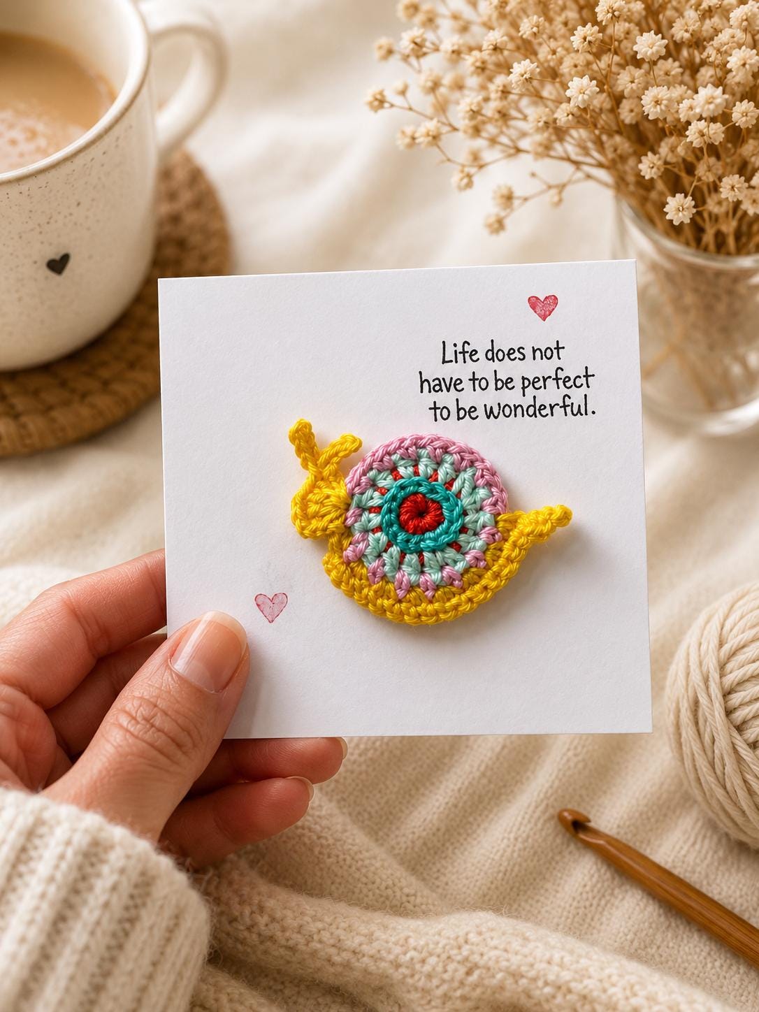 Crochet Snail Magnet Card, Positive Message Gift, Letterbox Surprise, Friendship Keepsake __etsy:8111760318