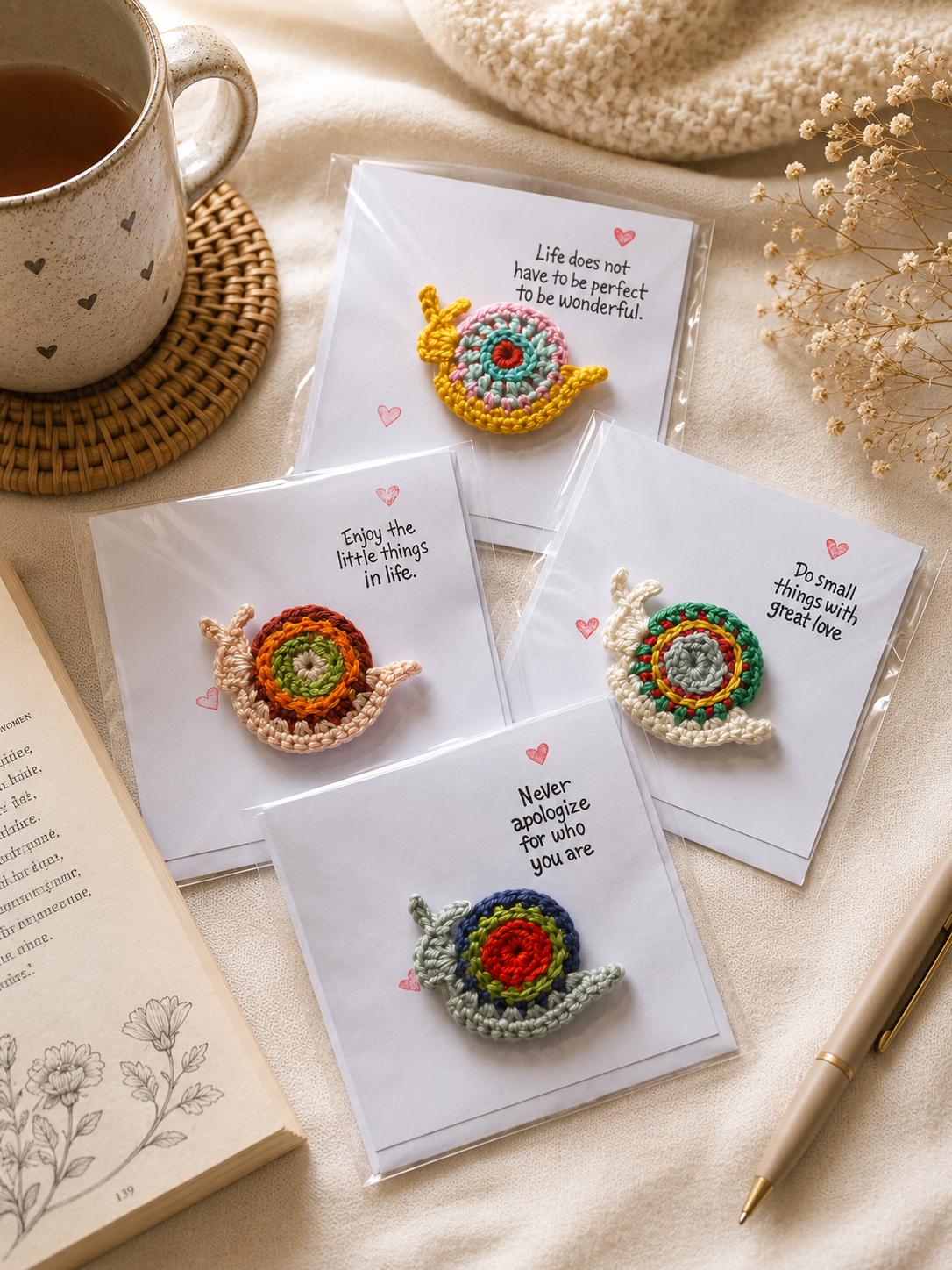 Crochet Snail Magnet Card, Positive Message Gift, Letterbox Surprise, Friendship Keepsake __etsy:8111662680