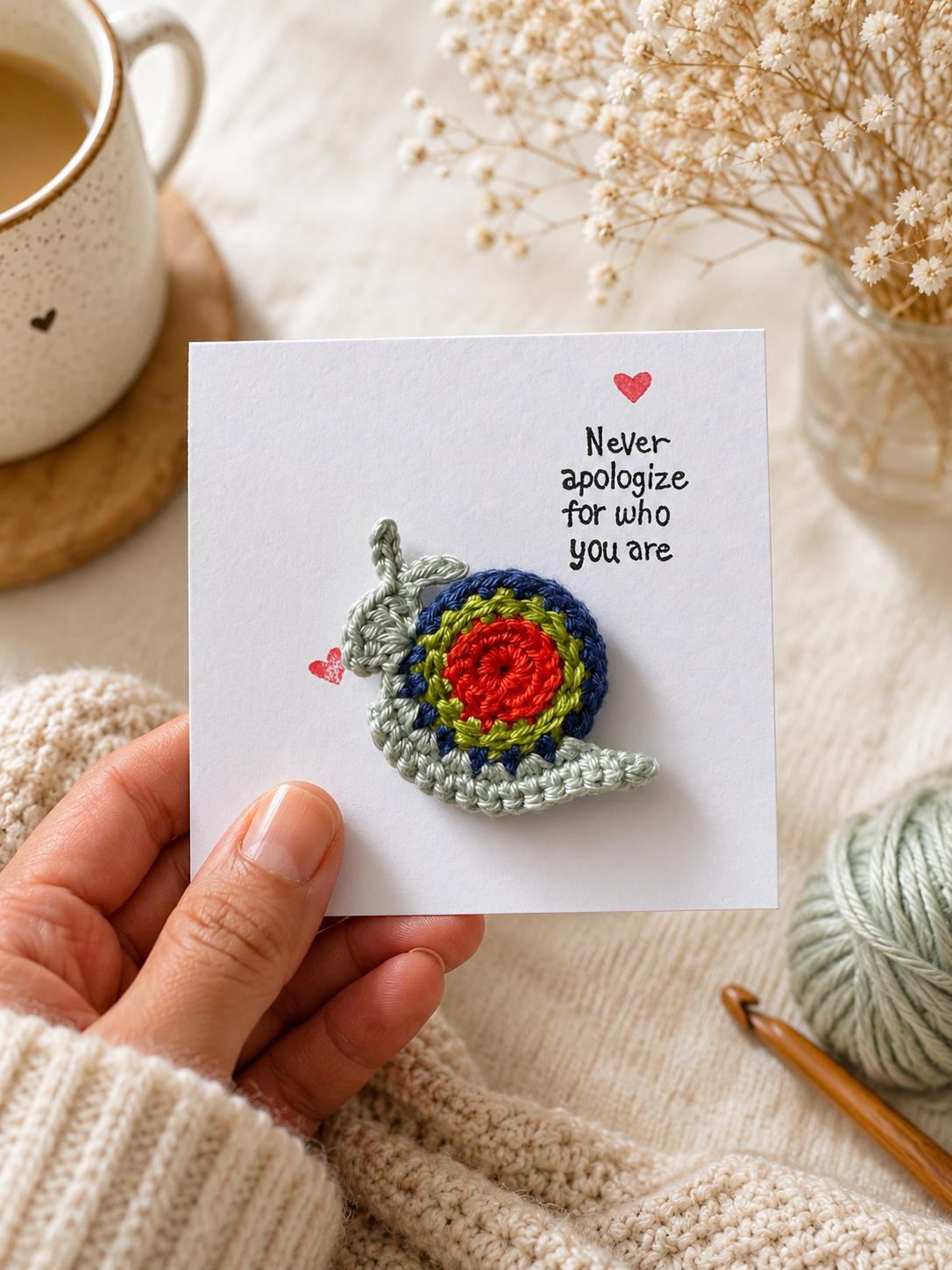 Crochet Snail Magnet Card, Positive Message Gift, Letterbox Surprise, Friendship Keepsake __etsy:8159670129