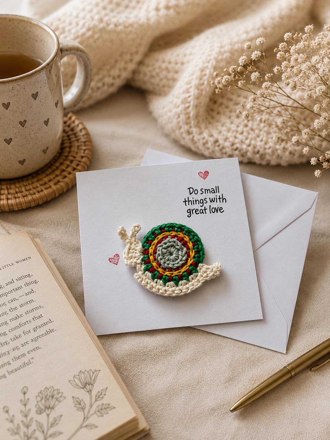Crochet Snail Magnet Card, Positive Message Gift, Letterbox Surprise, Friendship Keepsake __etsy:8159571087
