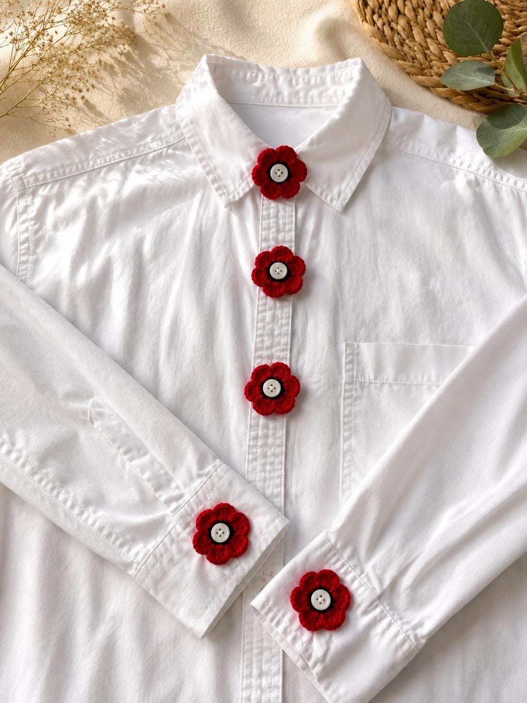 Crochet Sunflower Button Covers, No-Sew Removable Floral Shirt Accessory __etsy:8141668899