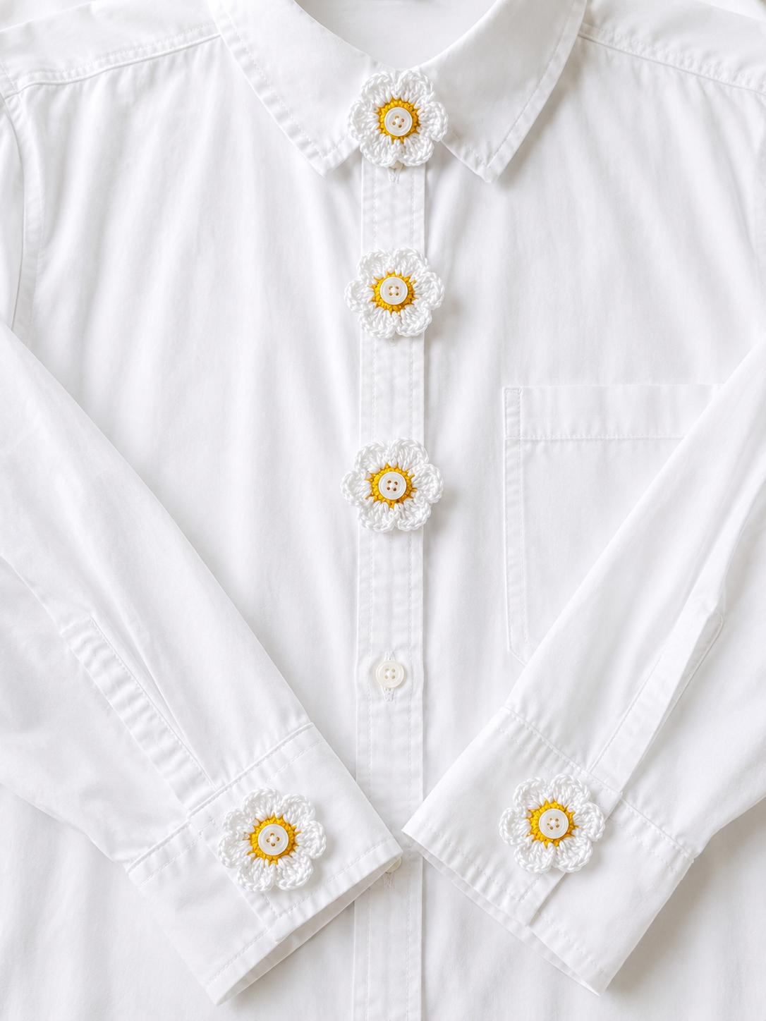 Crochet Sunflower Button Covers, No-Sew Removable Floral Shirt Accessory __etsy:8093778070