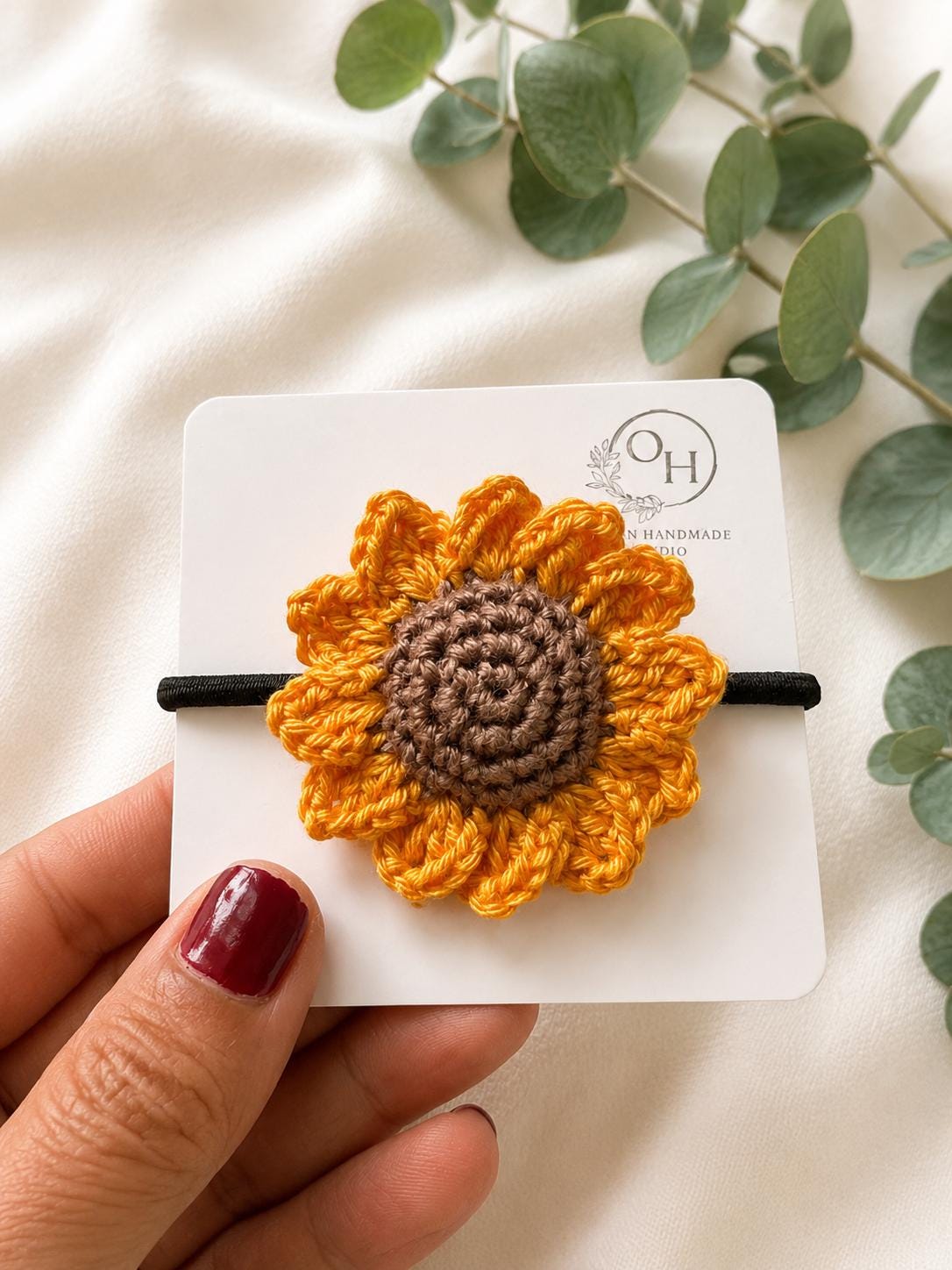 Crochet Sunflower Choker Tie, Floral Neck Accessory, Boho Cotton Yarn Styling __etsy:8090399290